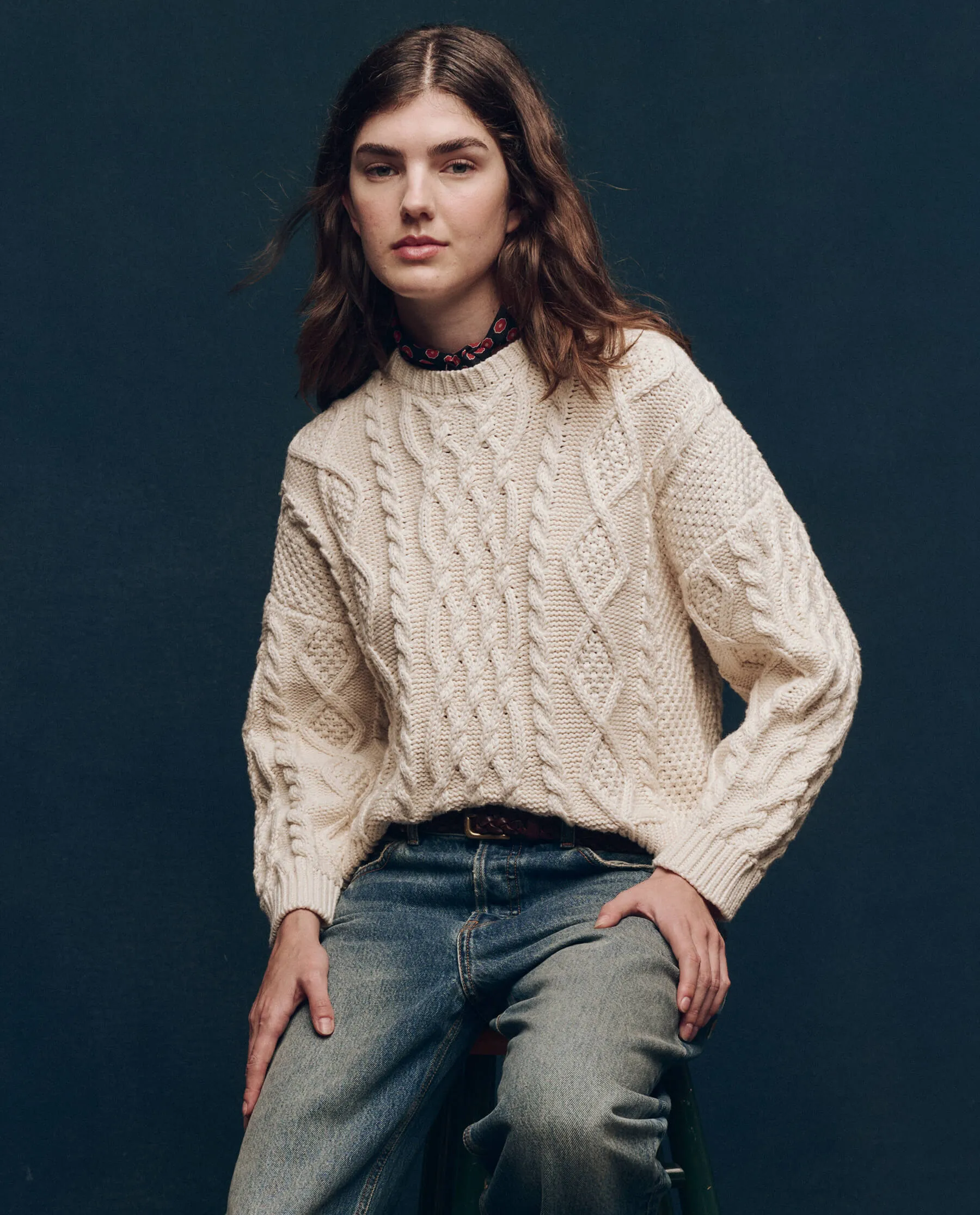 The Classic Cable Pullover. -- Cream sold by THE GREAT.