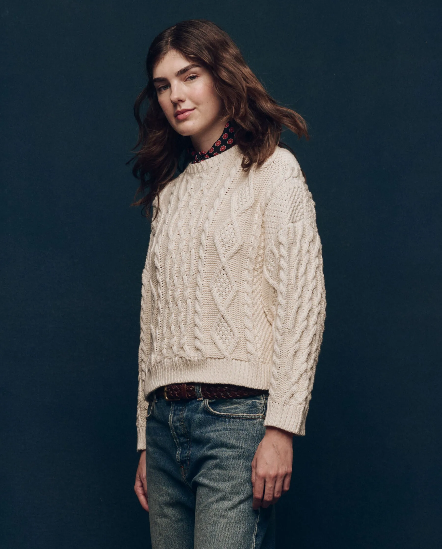 The Classic Cable Pullover. -- Cream sold by THE GREAT. product image thumbnail 3