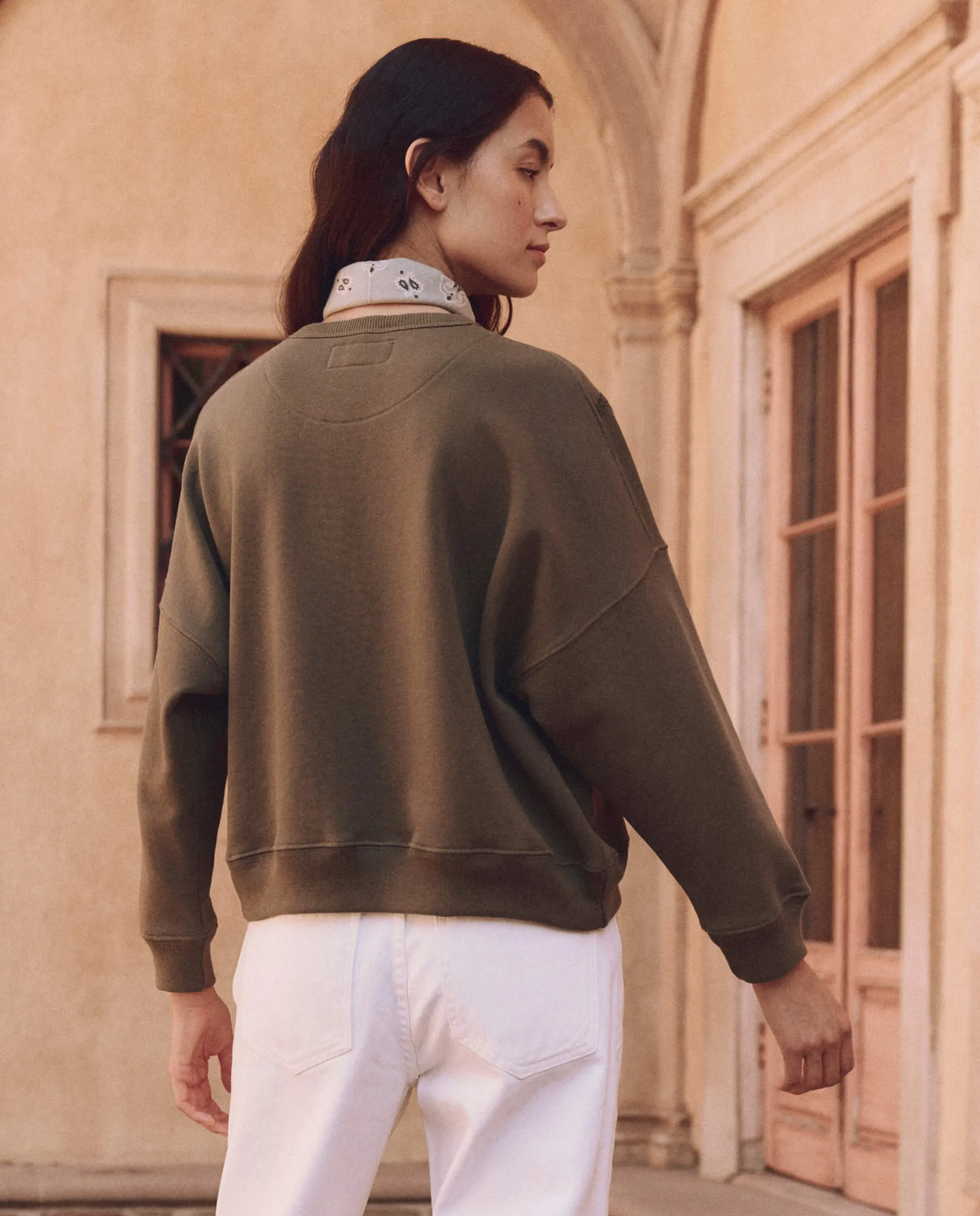 The Floral Applique Teammate Sweatshirt. -- Army sold by THE GREAT. product image thumbnail 2