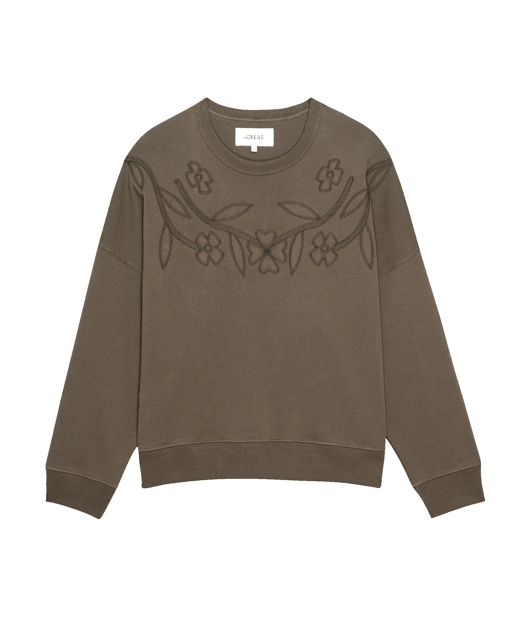 The Floral Applique Teammate Sweatshirt. -- Army sold by THE GREAT. product image thumbnail 5