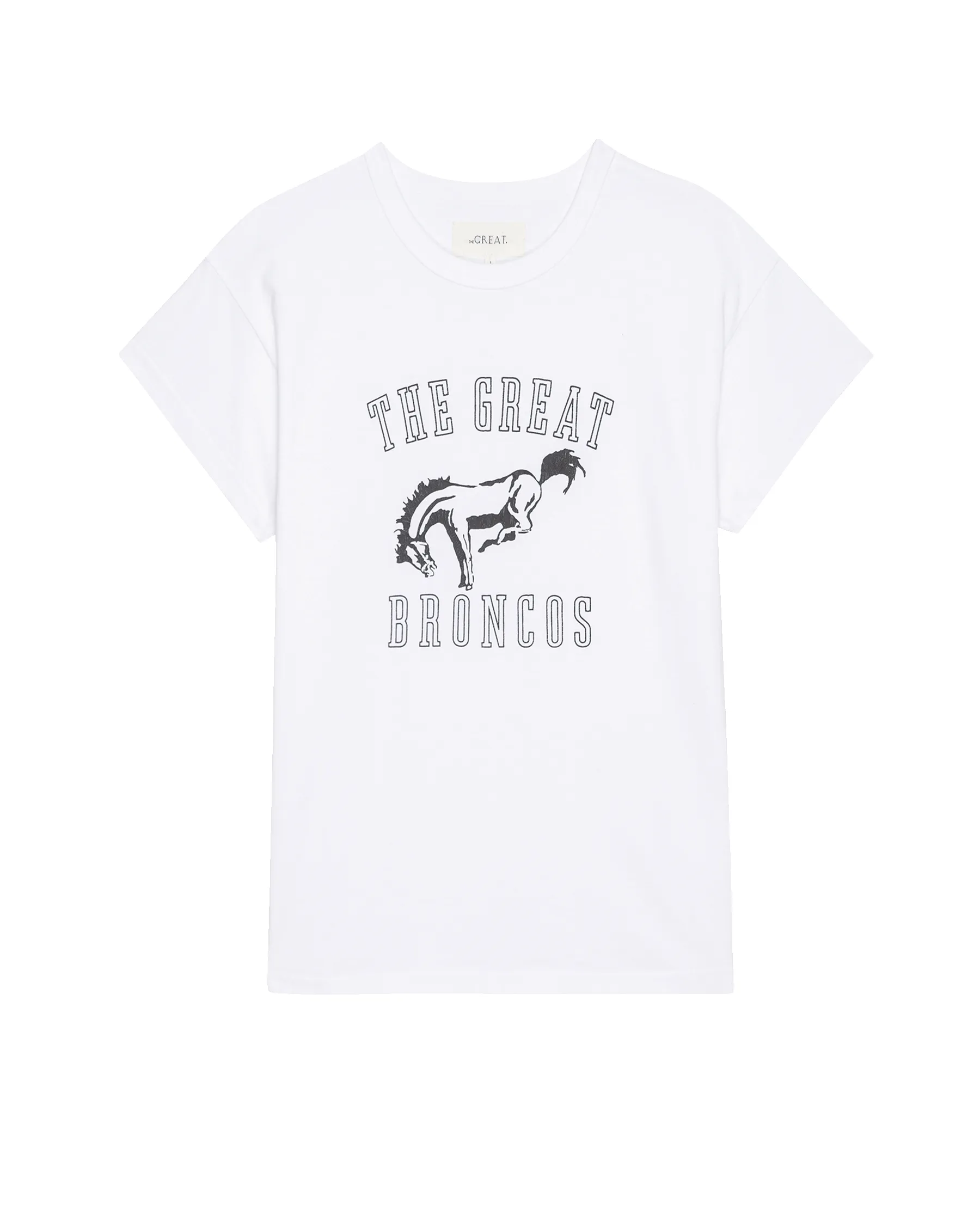 The Boxy Crew. Graphic -- True White with Bucking Bronco Graphic sold by THE GREAT. product image thumbnail 5