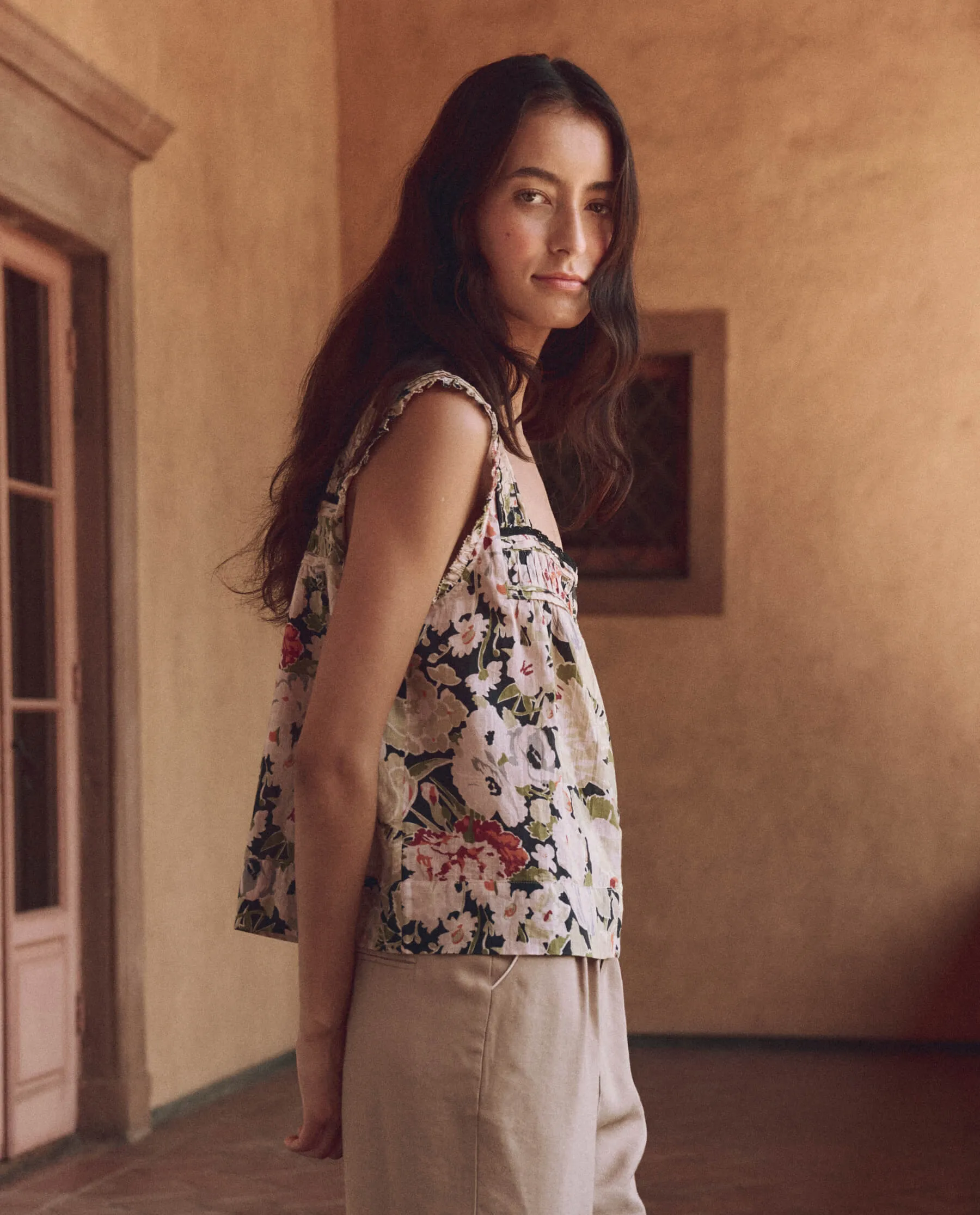 The Victorian Pleat Tank. -- Vintage Rose Print sold by THE GREAT. product image thumbnail 3