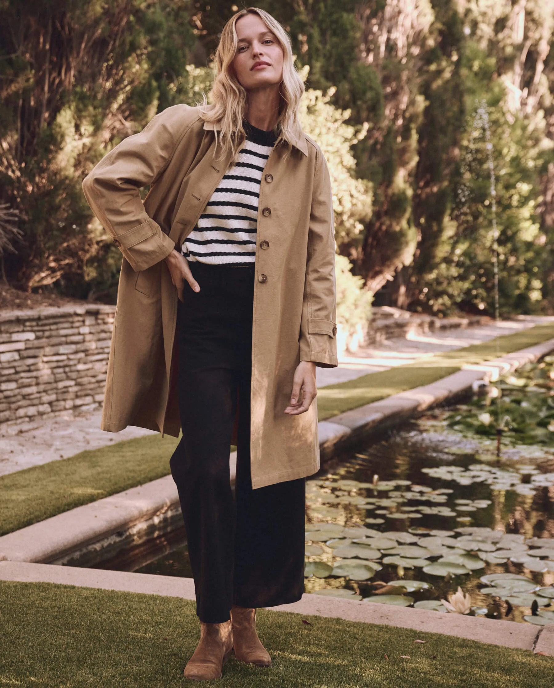 The Roll Neck Pullover. -- Black and Cream Stripe sold by THE GREAT. product image thumbnail 4