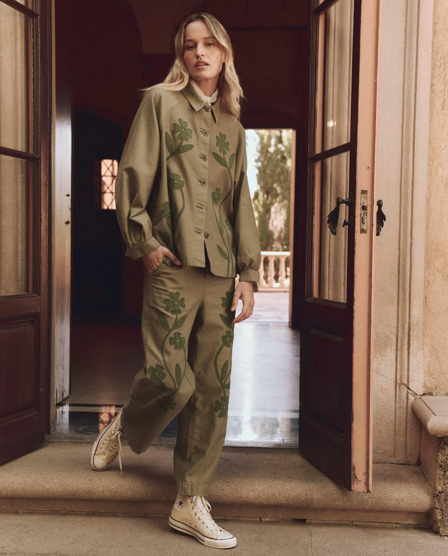 The Floral Applique Commodore Jacket. -- Tonal Army sold by THE GREAT. product image thumbnail 4