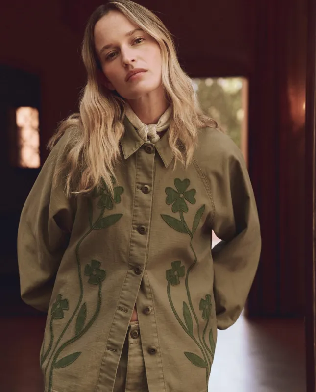 The Floral Applique Commodore Jacket. -- Tonal Army made by THE GREAT.