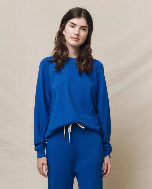 The College Sweatshirt. Solid -- Bright Cobalt sold by THE GREAT.