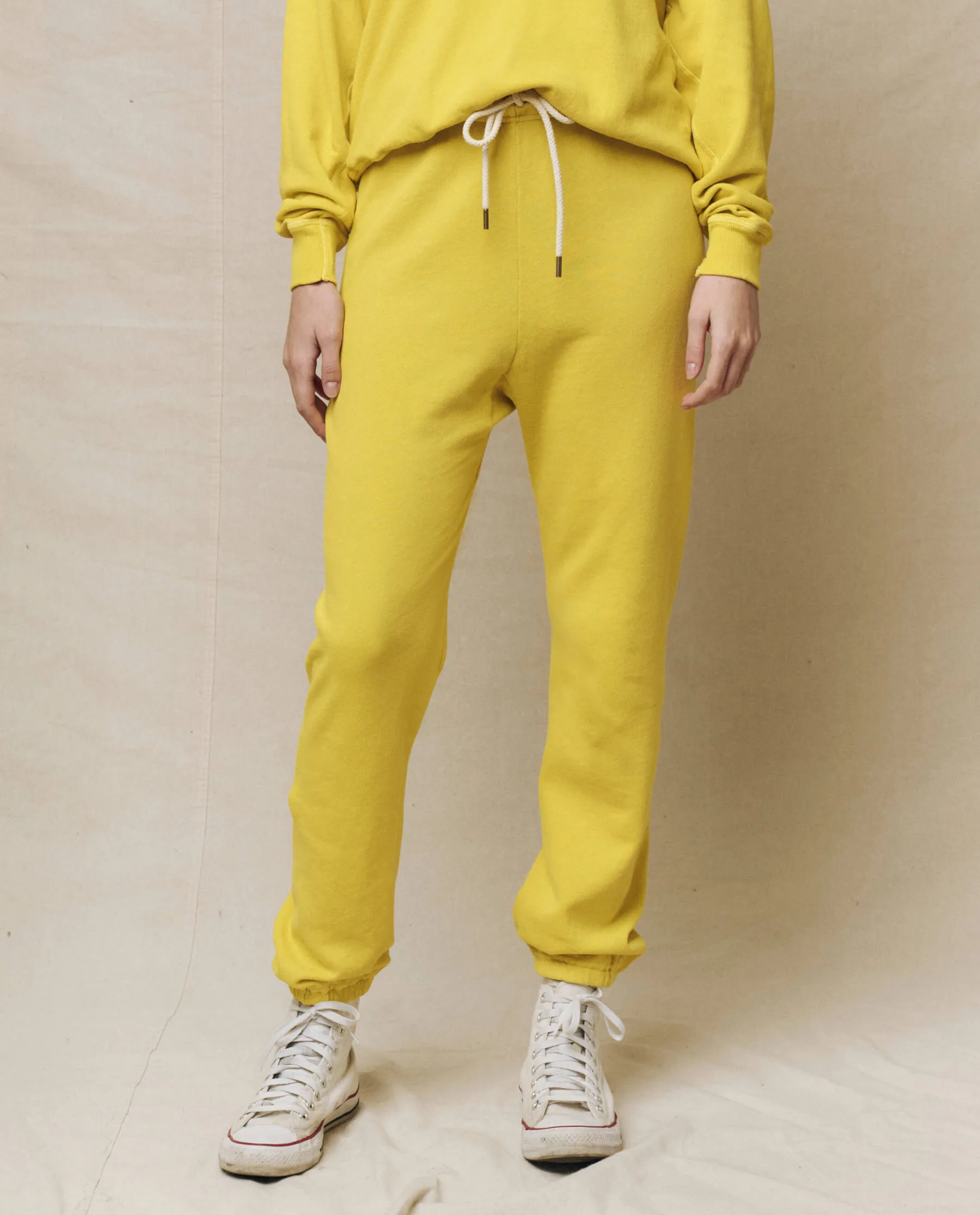 The Stadium Sweatpant. Solid -- Daffodil sold by THE GREAT.