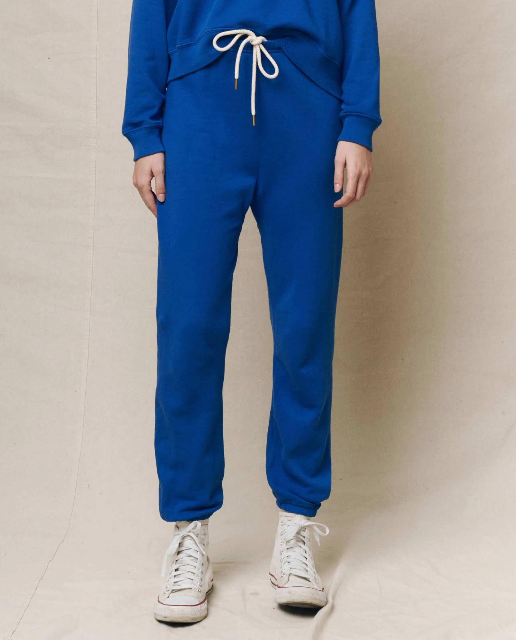 The Stadium Sweatpant. Solid -- Bright Cobalt sold by THE GREAT.