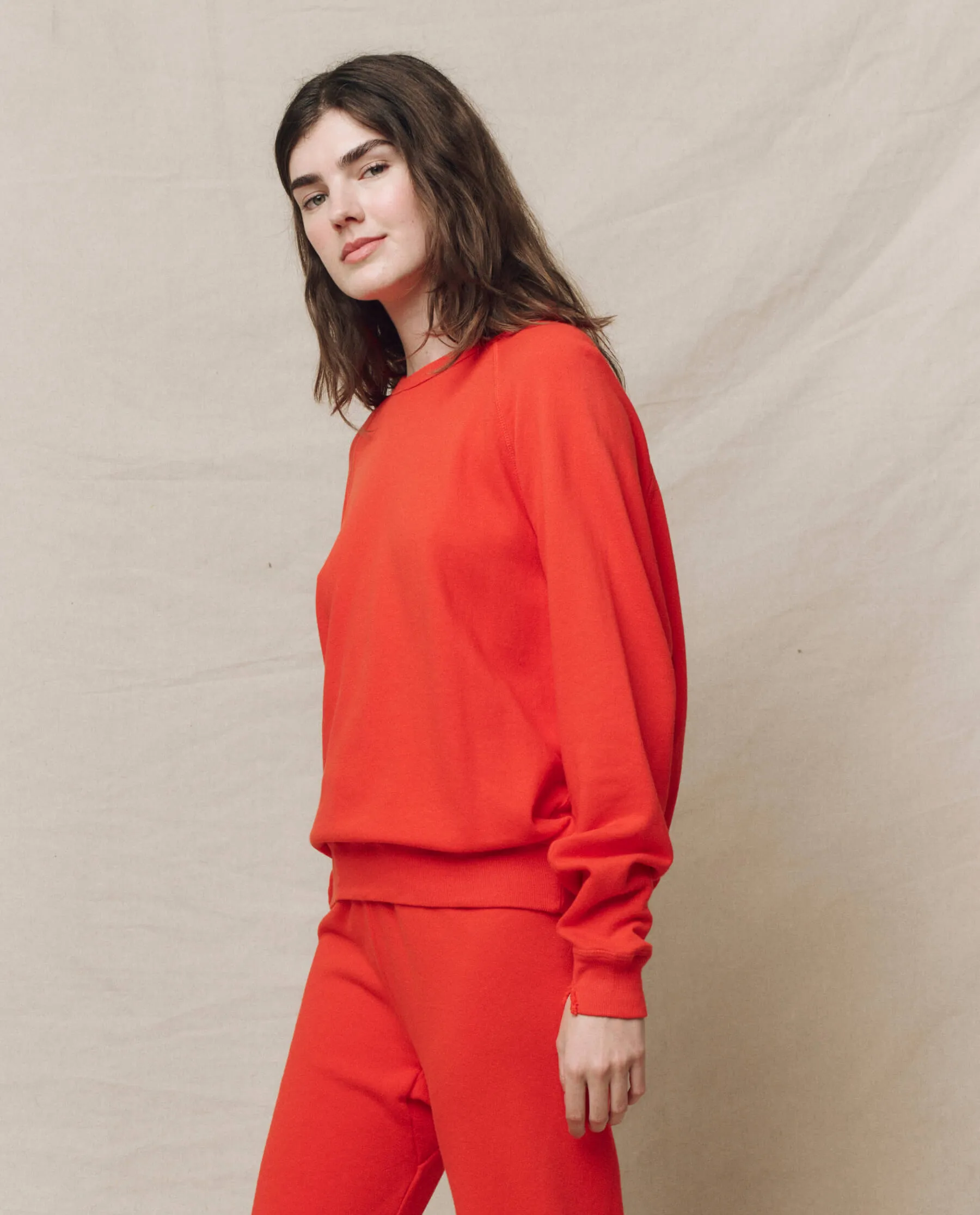 The College Sweatshirt. Solid -- Tart sold by THE GREAT.