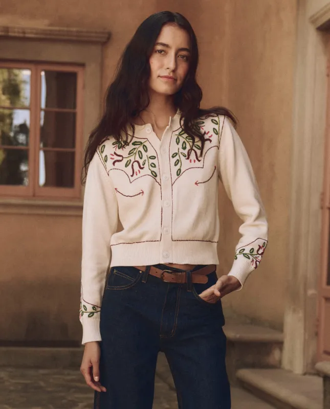 The Western Beaded Cardigan. -- Natural sold by THE GREAT.