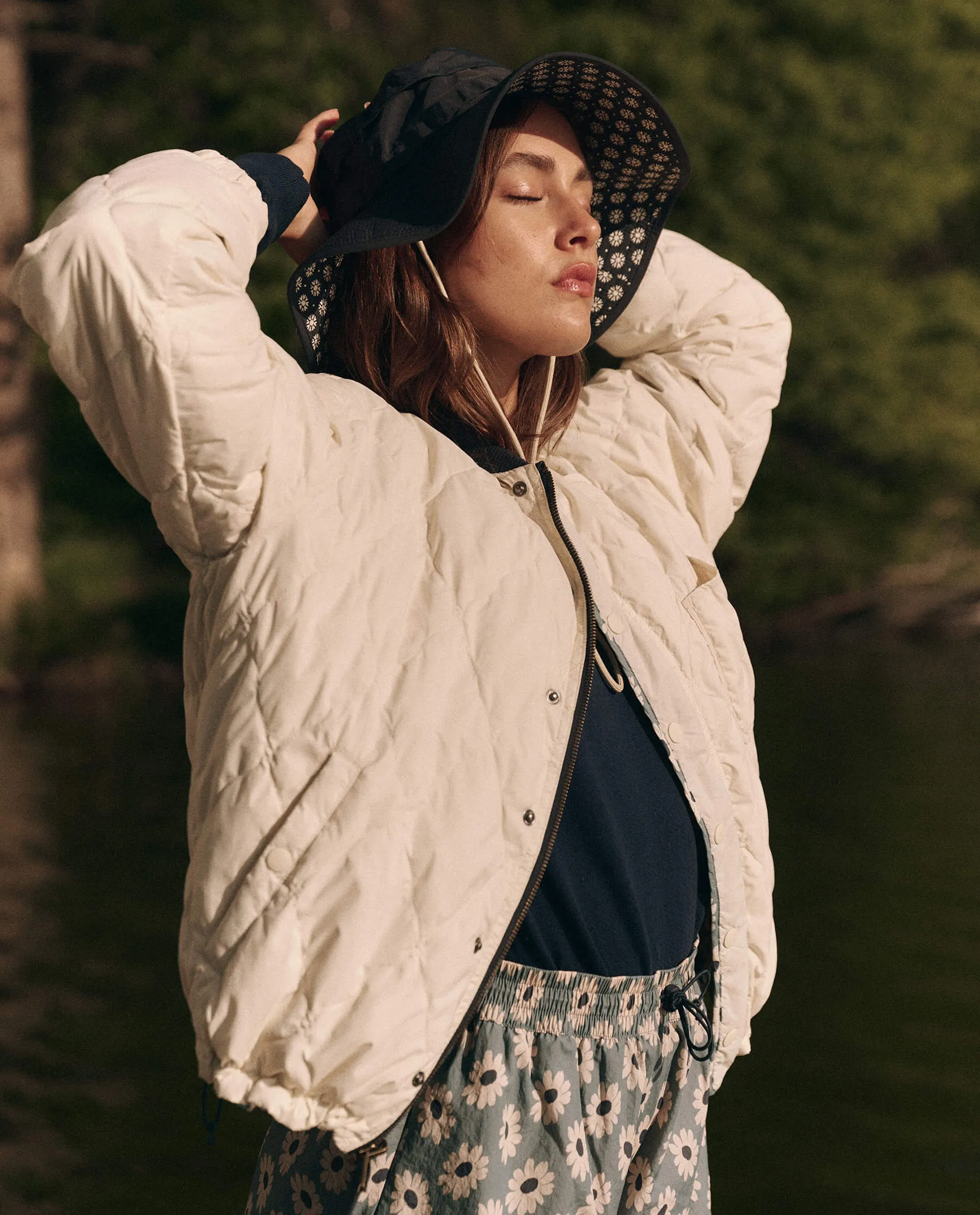 The Reversible Ultra Light Down Puffer. -- Falling Daisy and Cream sold by THE GREAT. product image thumbnail 3