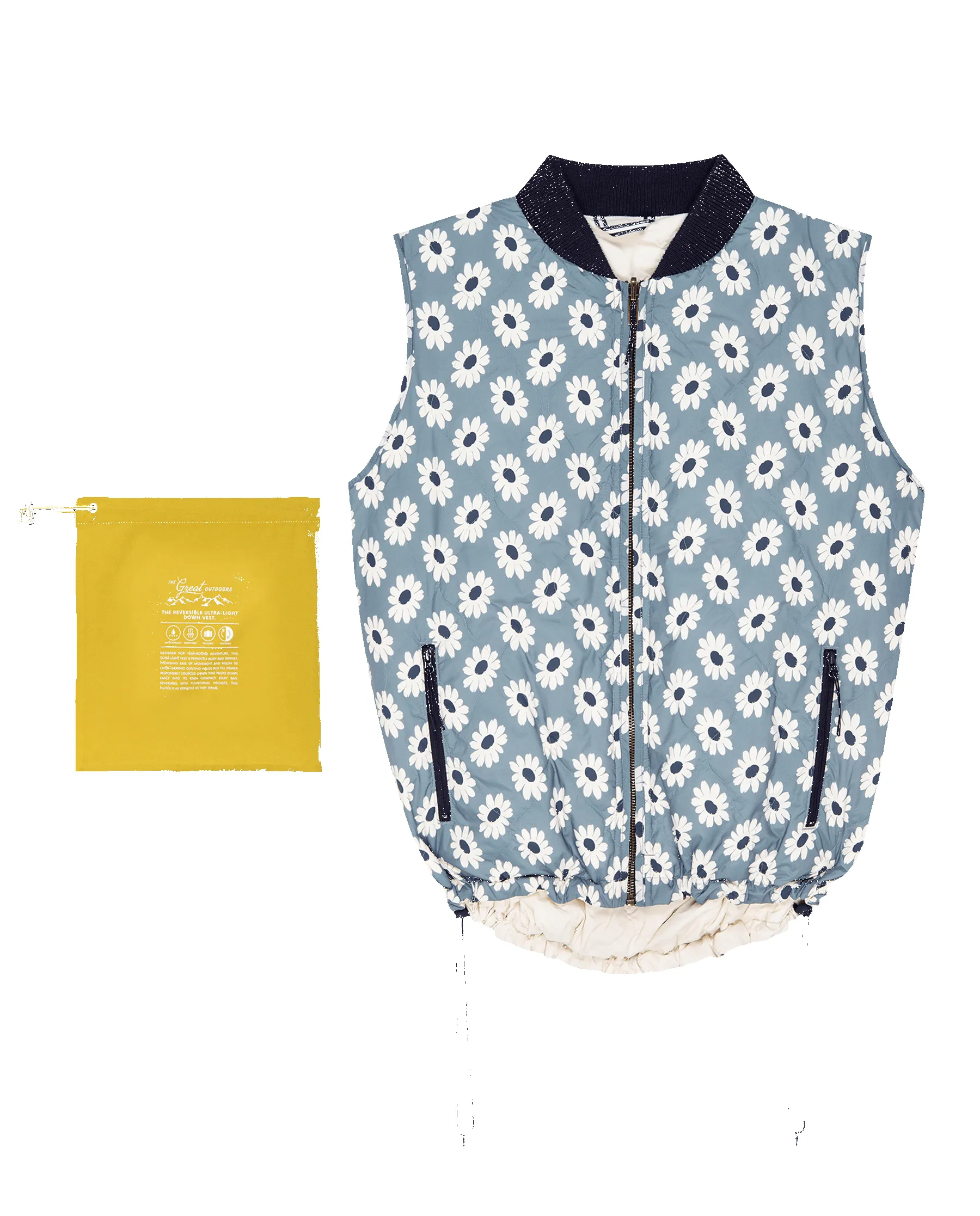 The Reversible Ultra Light Down Vest. -- Falling Daisy and Cream sold by THE GREAT. product image thumbnail 5