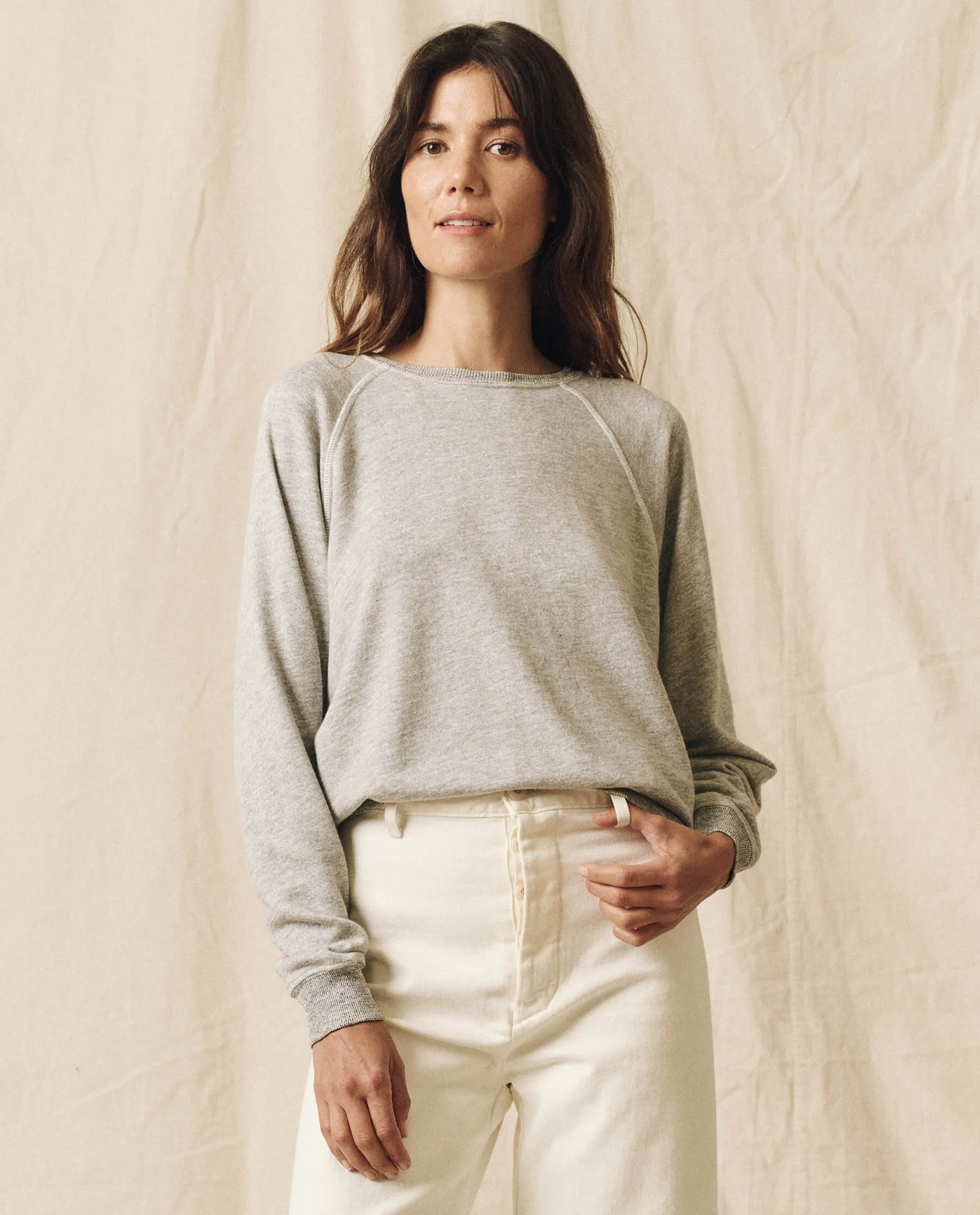 The Shrunken Sweatshirt. -- Soft Heather Grey sold by THE GREAT.