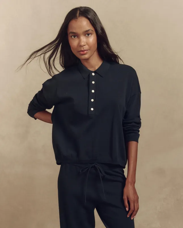 The Polo Sweater. -- Dark Navy sold by THE GREAT.