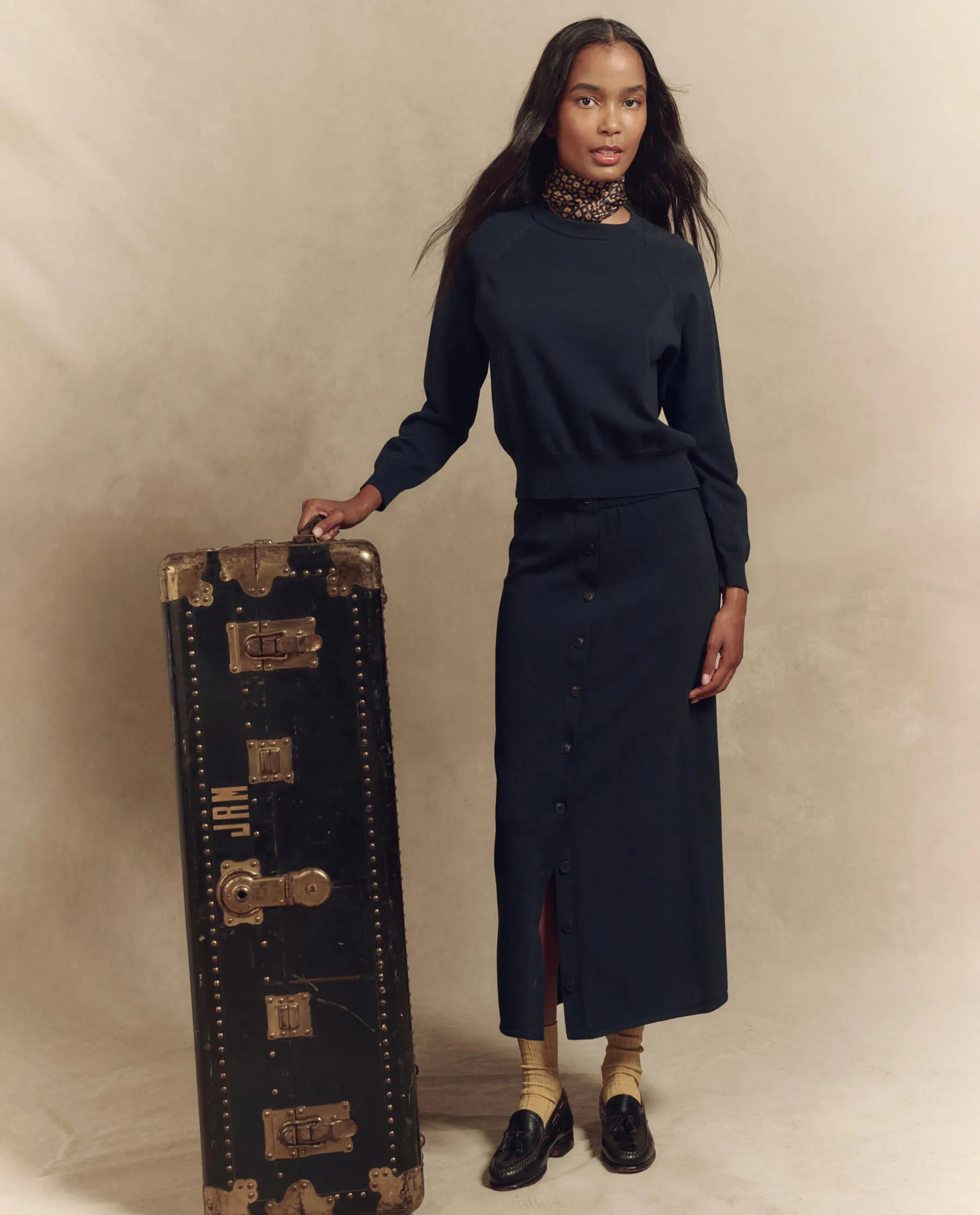 The Crew Neck Sweater. -- Dark Navy sold by THE GREAT. product image thumbnail 4