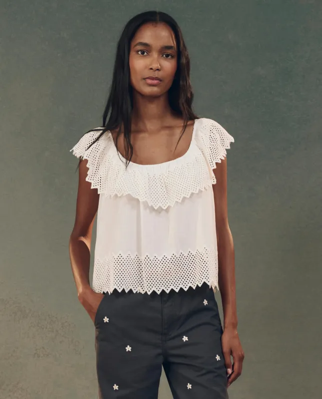 The Westport Top with Honeycomb Eyelet. -- White made by THE GREAT.
