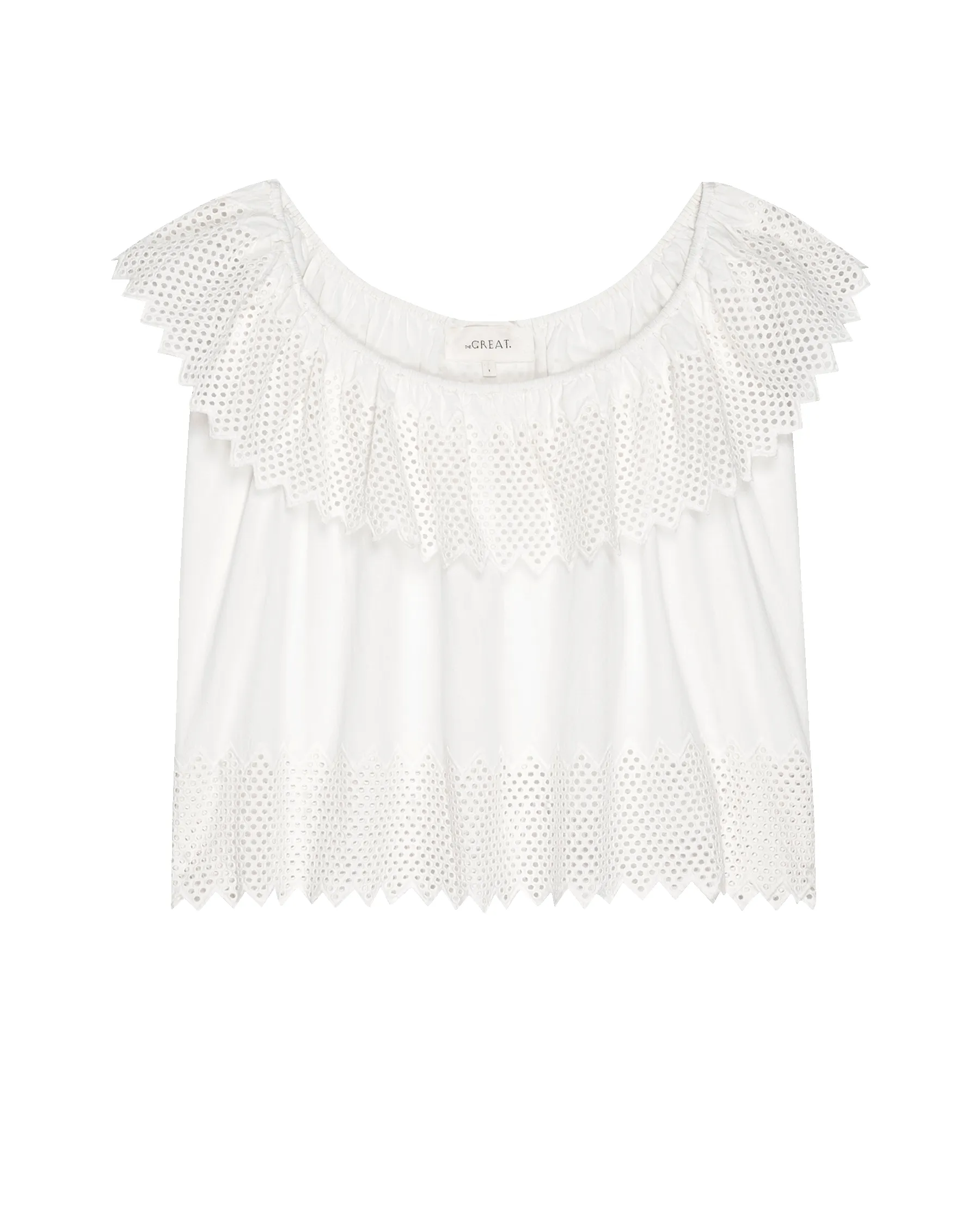 The Westport Top with Honeycomb Eyelet. -- White sold by THE GREAT. product image thumbnail 5