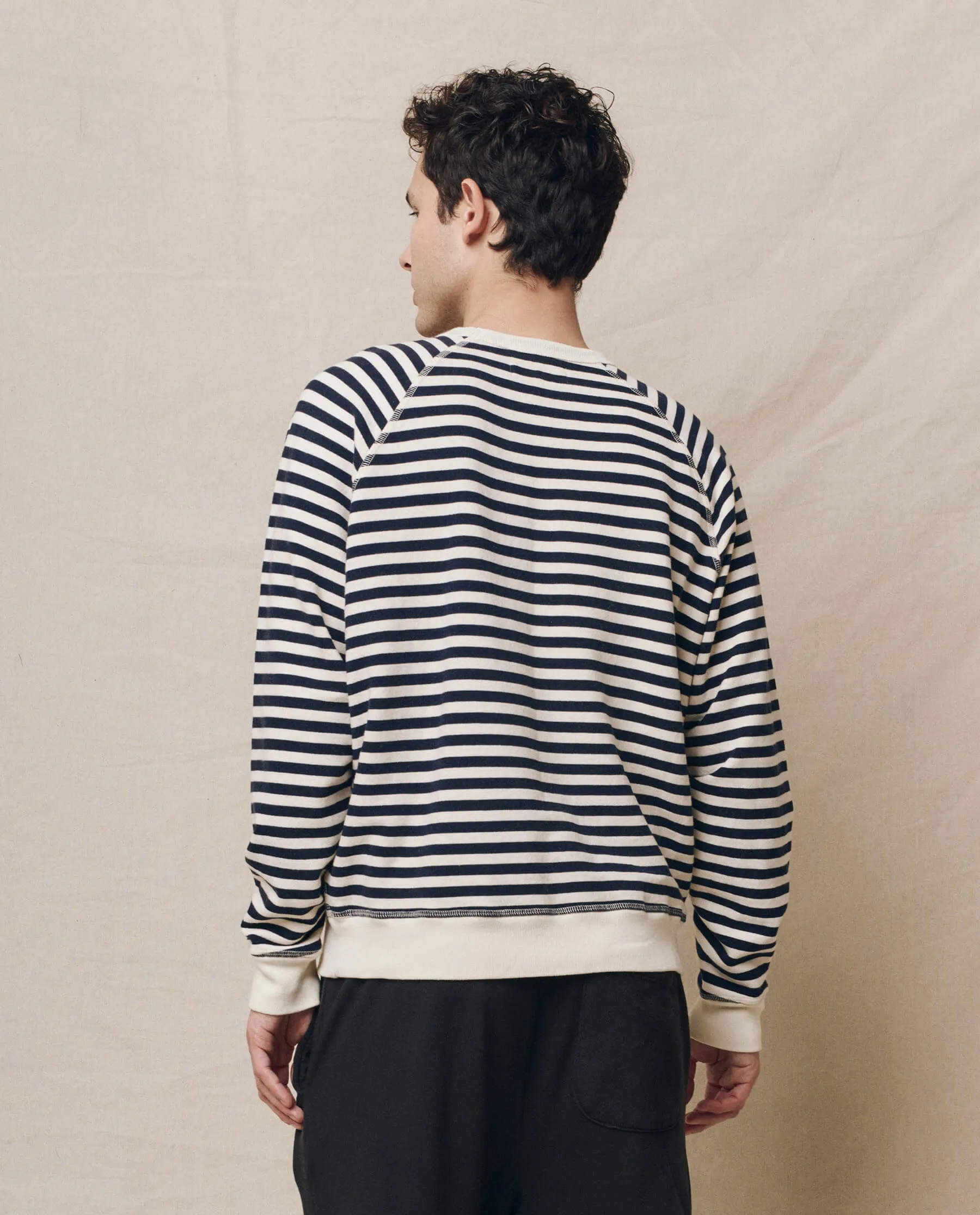 The Men's College Sweatshirt. -- Navy Sailor Stripe sold by THE GREAT. product image thumbnail 2