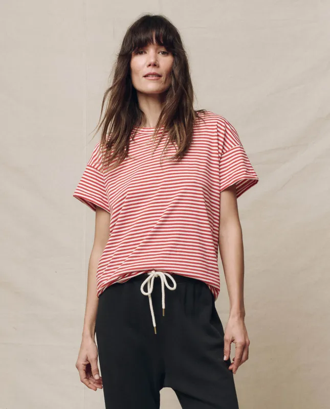 The Boxy Crew. Novelty -- Sun Cherry Stripe sold by THE GREAT.