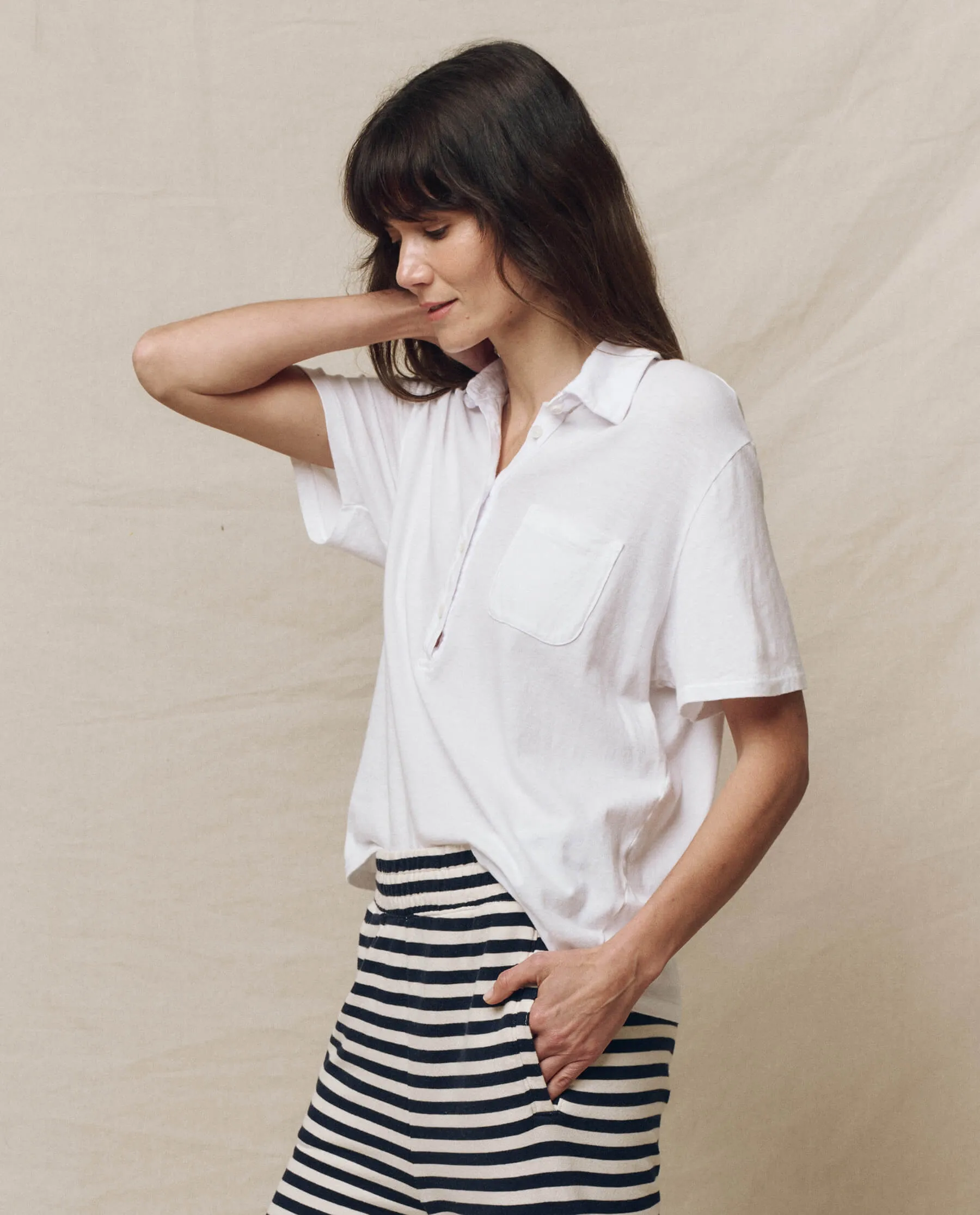 The Lacrosse Polo. -- True White sold by THE GREAT. product image thumbnail 3