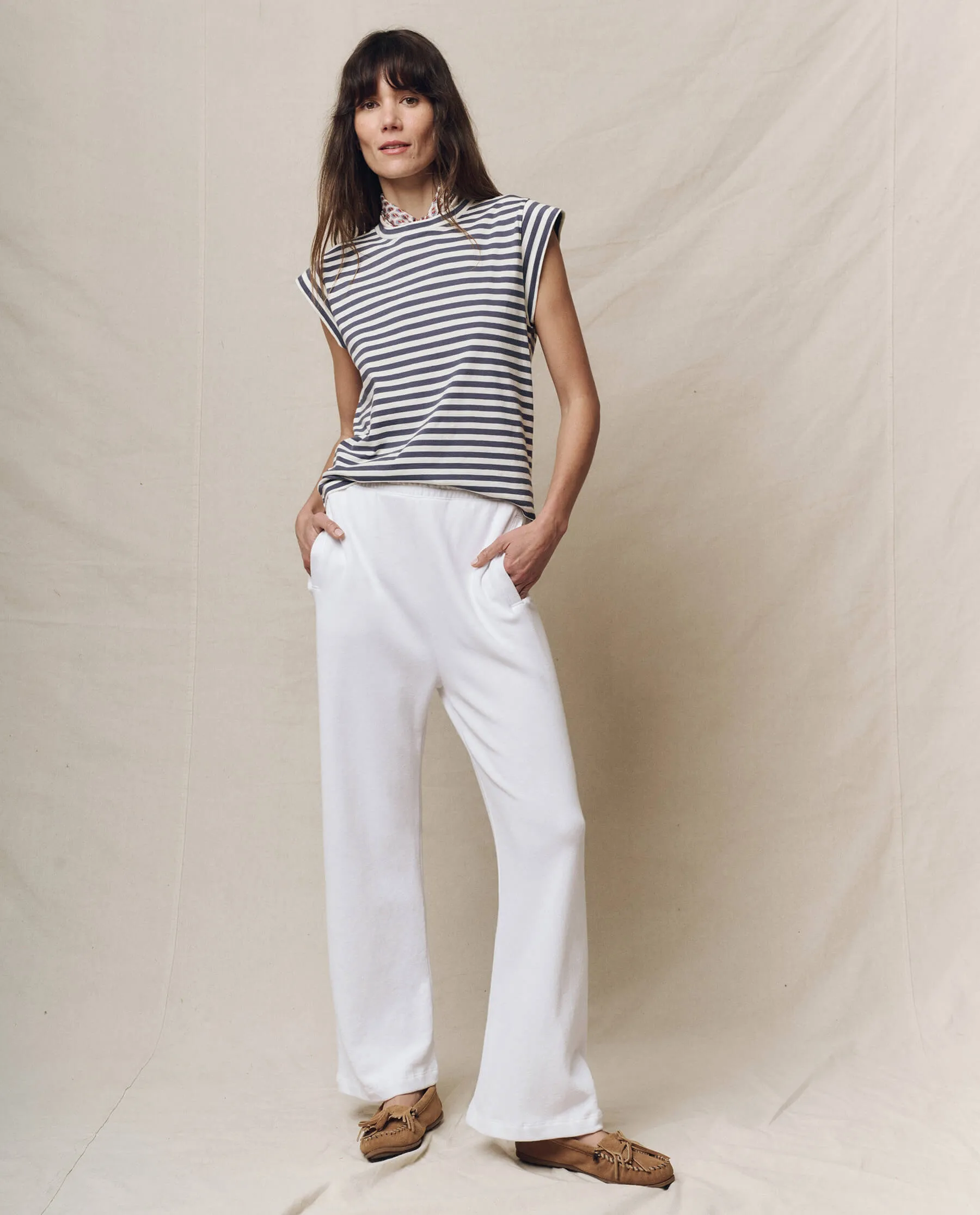 The Peak Shoulder Tee. -- Vintage Blue Stripe sold by THE GREAT. product image thumbnail 4