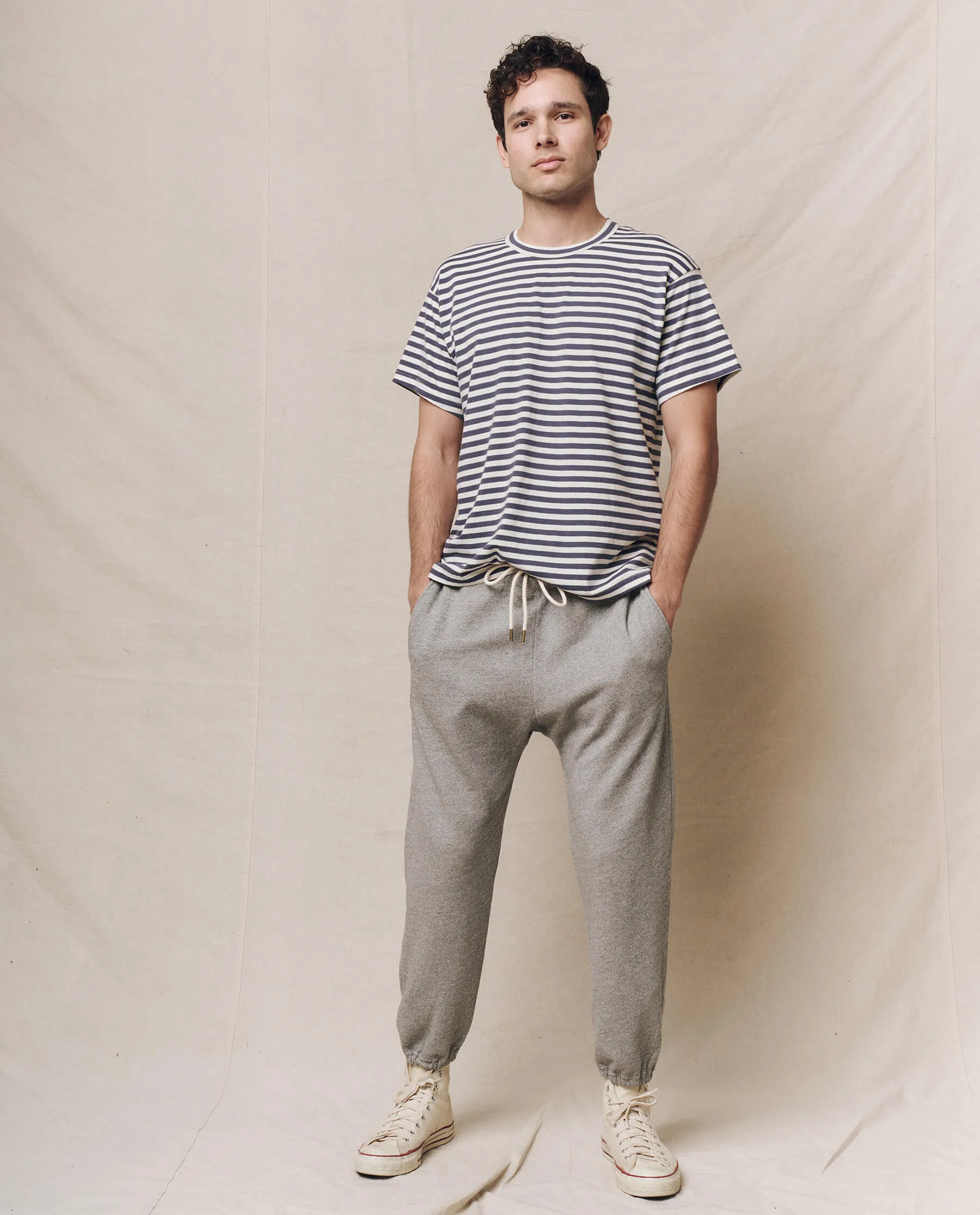 The Men's Boxy Crew. -- Vintage Blue Stripe sold by THE GREAT. product image thumbnail 4