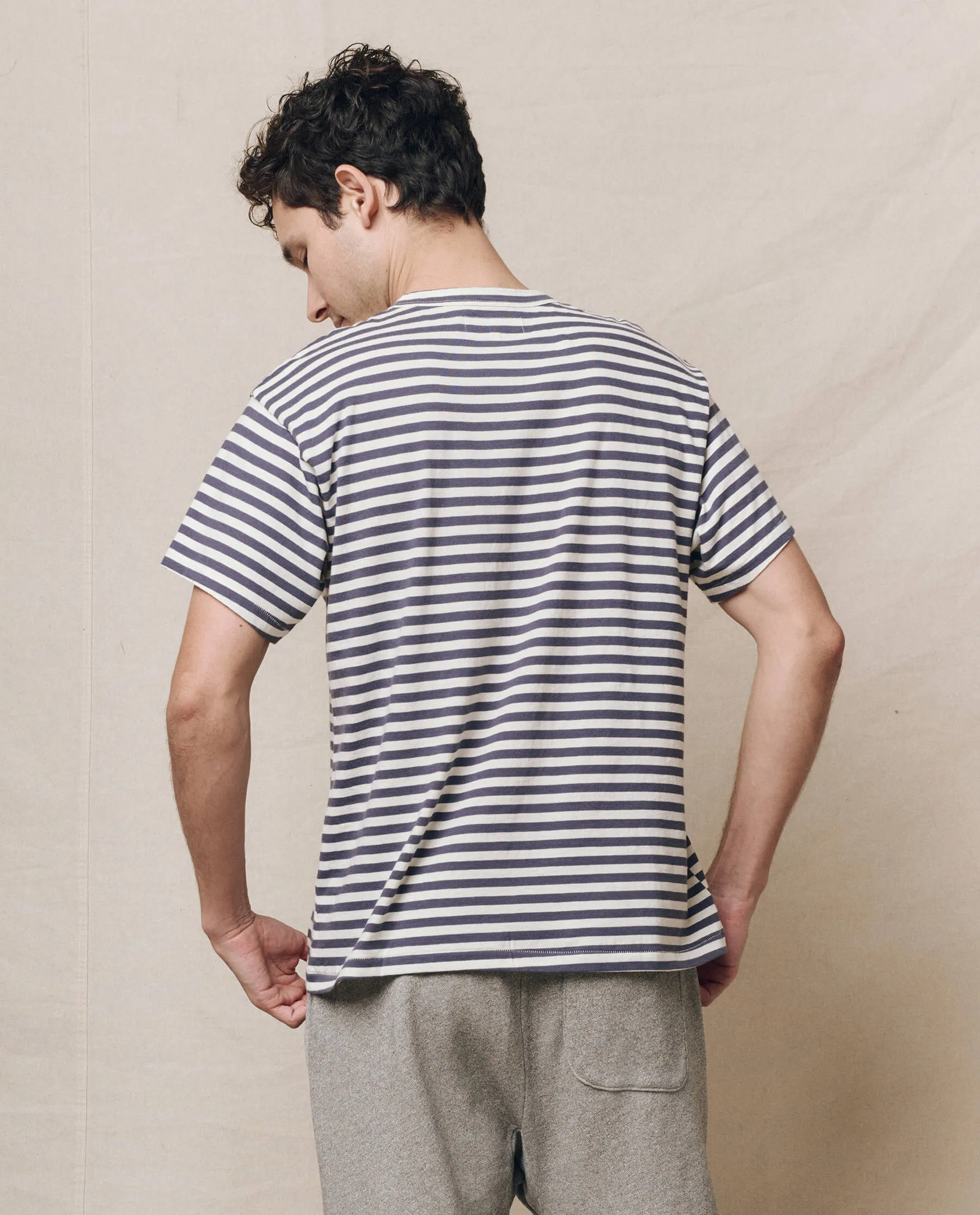 The Men's Boxy Crew. -- Vintage Blue Stripe sold by THE GREAT. product image thumbnail 2