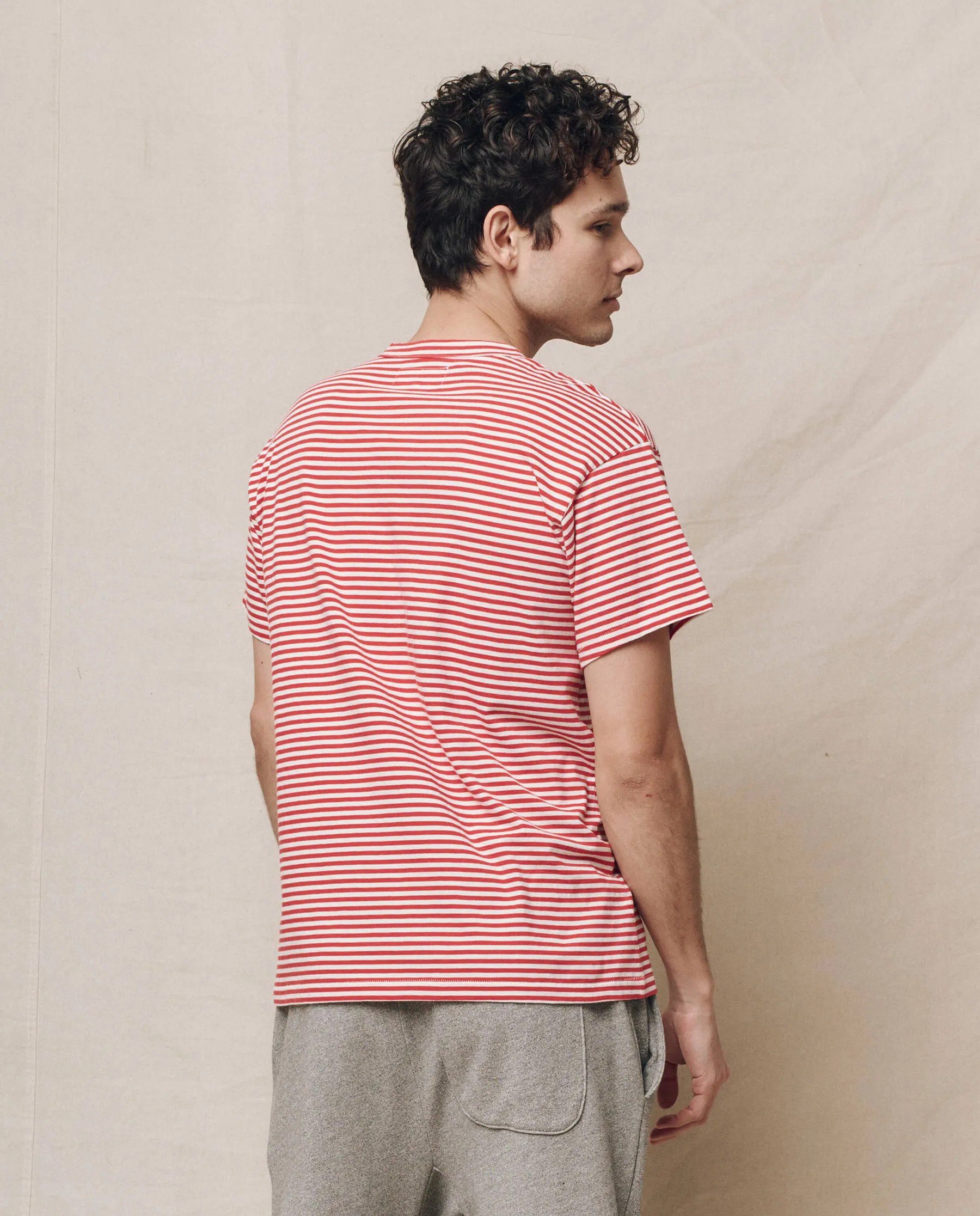 The Men's Boxy Crew. -- Sun Cherry Stripe sold by THE GREAT. product image thumbnail 2
