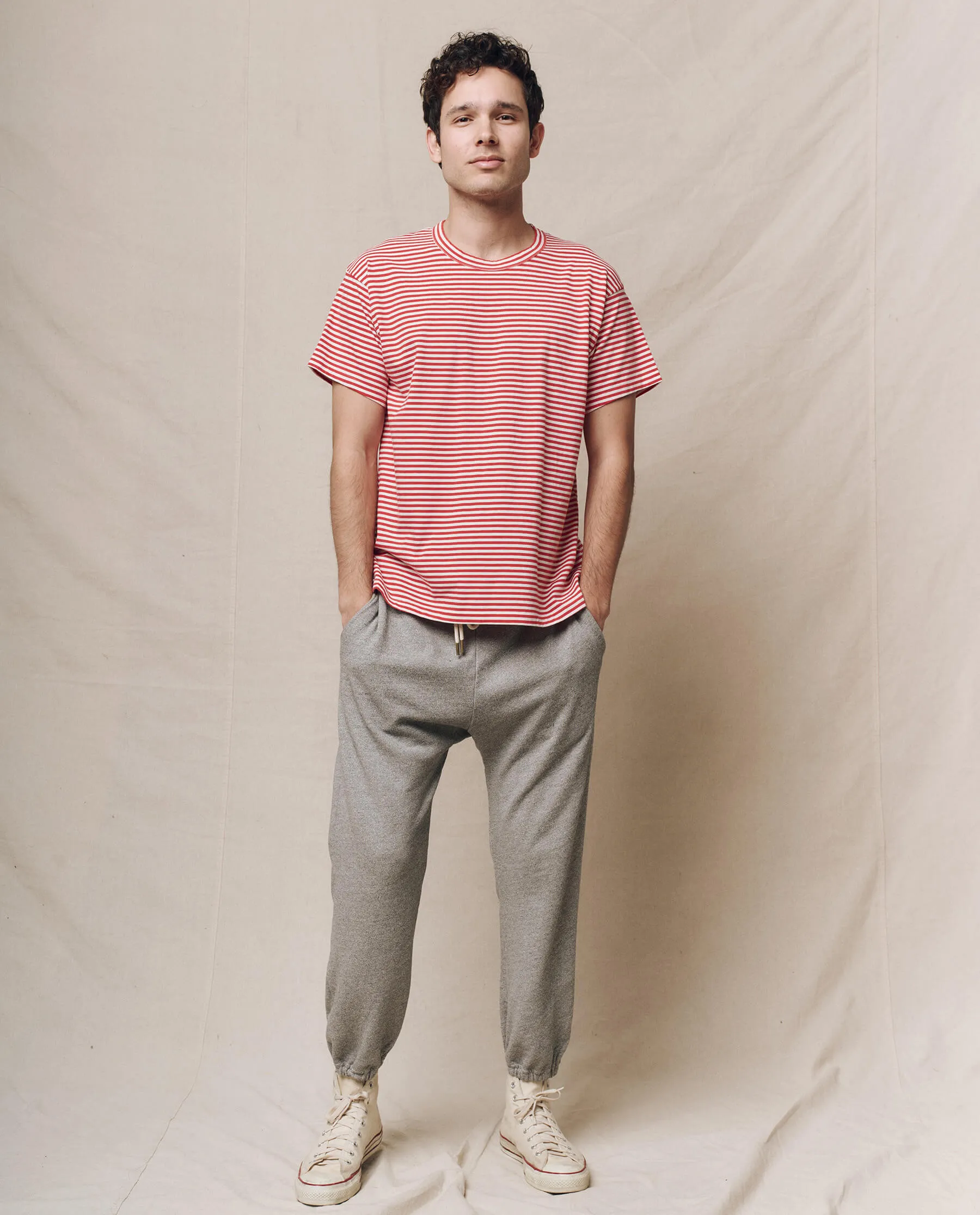 The Men's Boxy Crew. -- Sun Cherry Stripe sold by THE GREAT. product image thumbnail 4