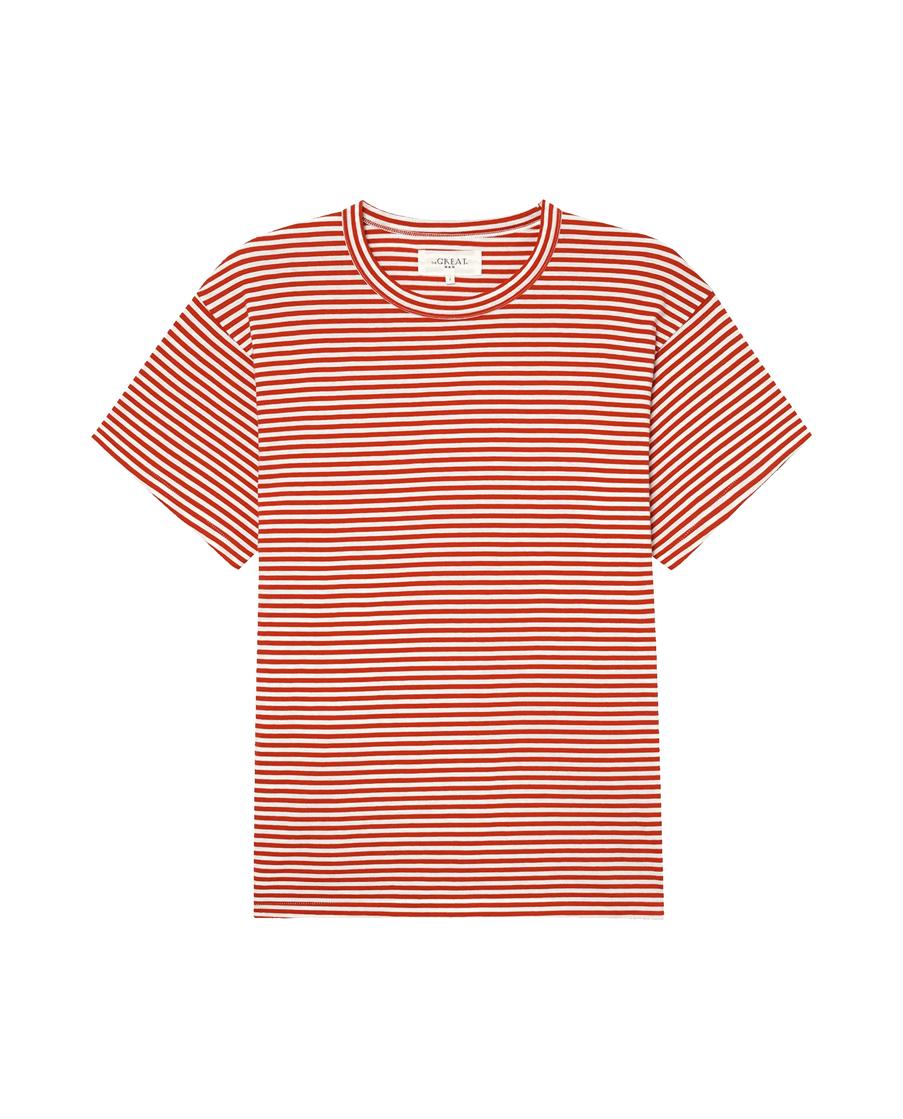 The Men's Boxy Crew. -- Sun Cherry Stripe sold by THE GREAT. product image thumbnail 5