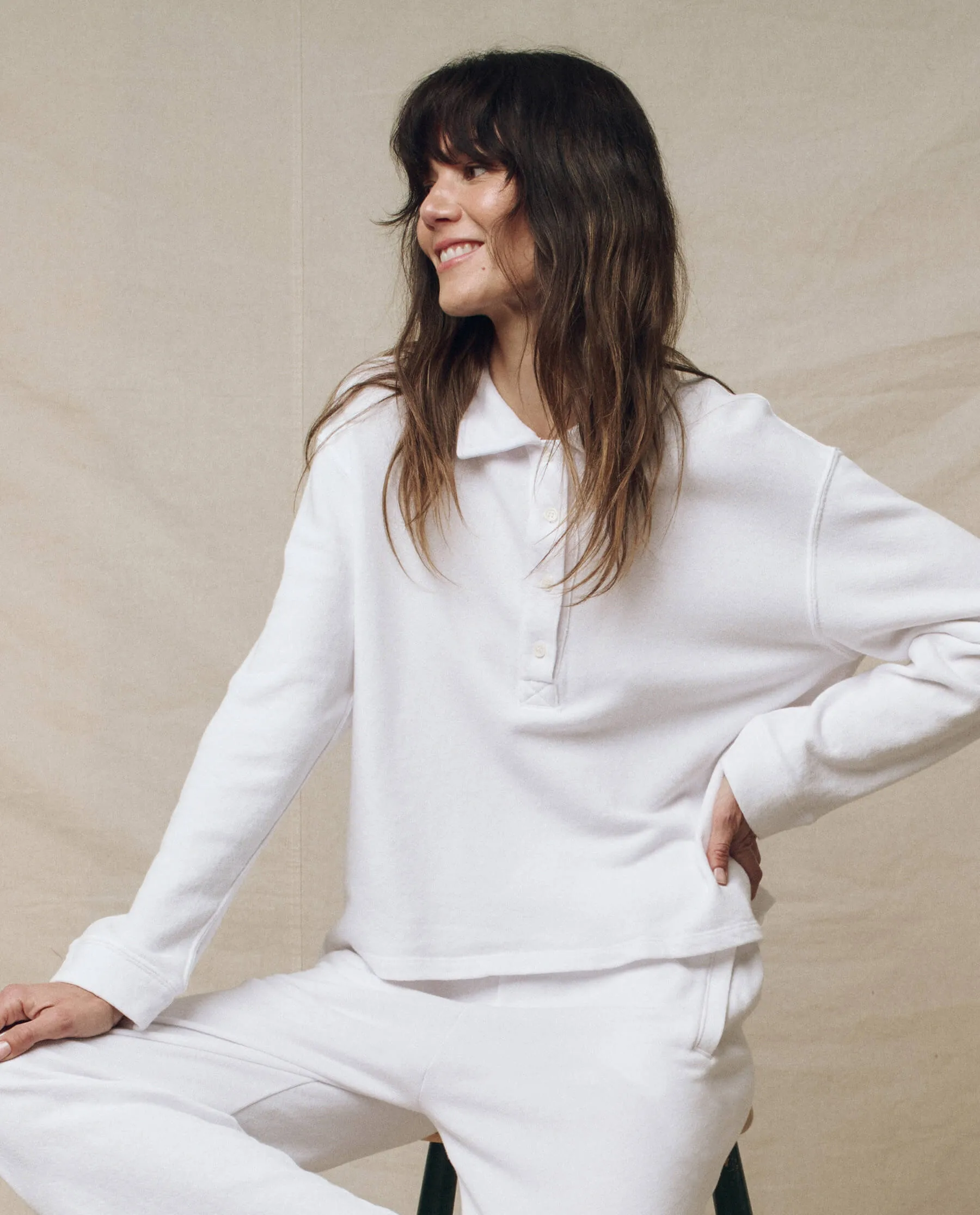 The Rugby Sweatshirt. -- True White sold by THE GREAT.