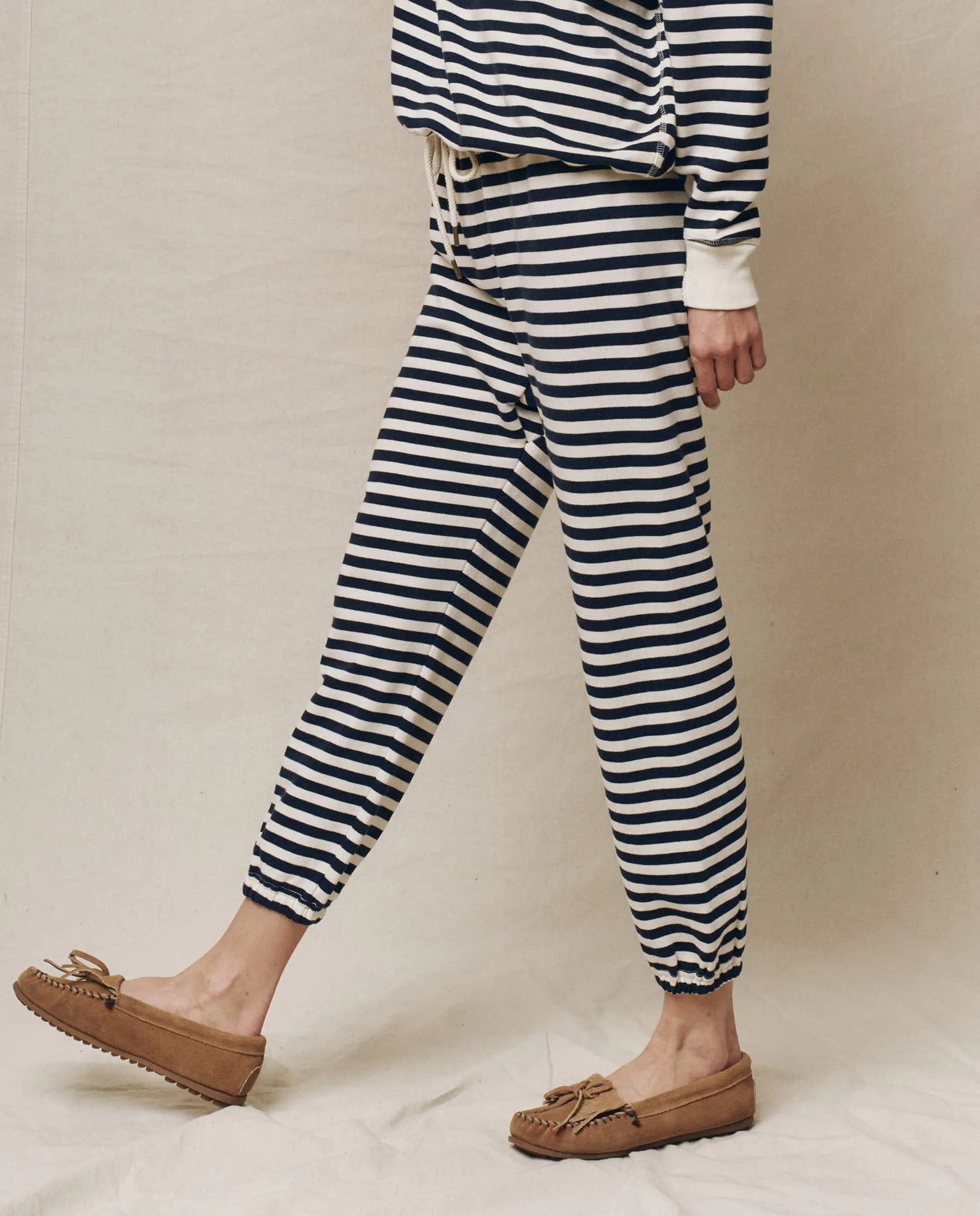 The Stadium Sweatpant. Novelty -- Navy Sailor Stripe sold by THE GREAT. product image thumbnail 3