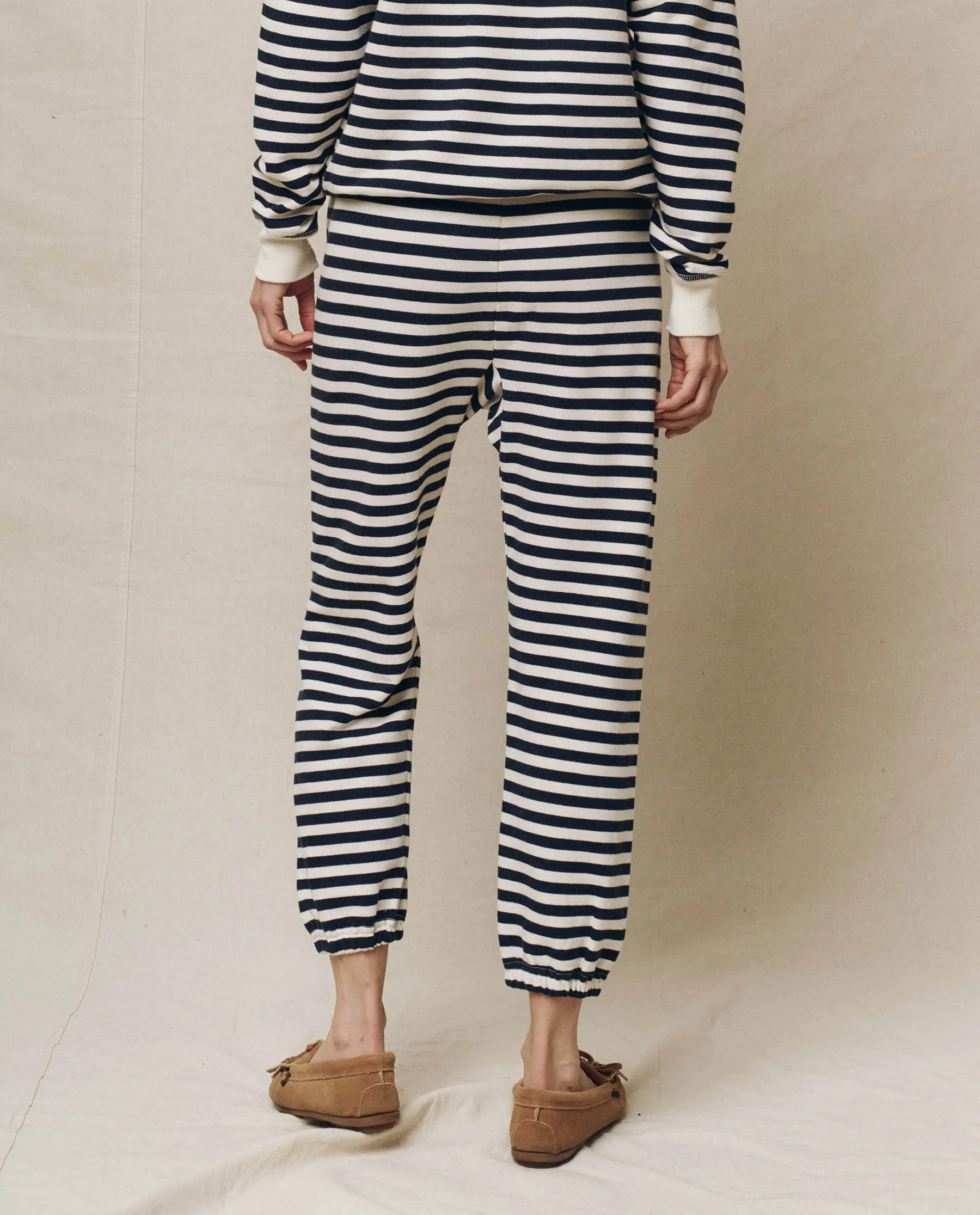 The Stadium Sweatpant. Novelty -- Navy Sailor Stripe sold by THE GREAT. product image thumbnail 2