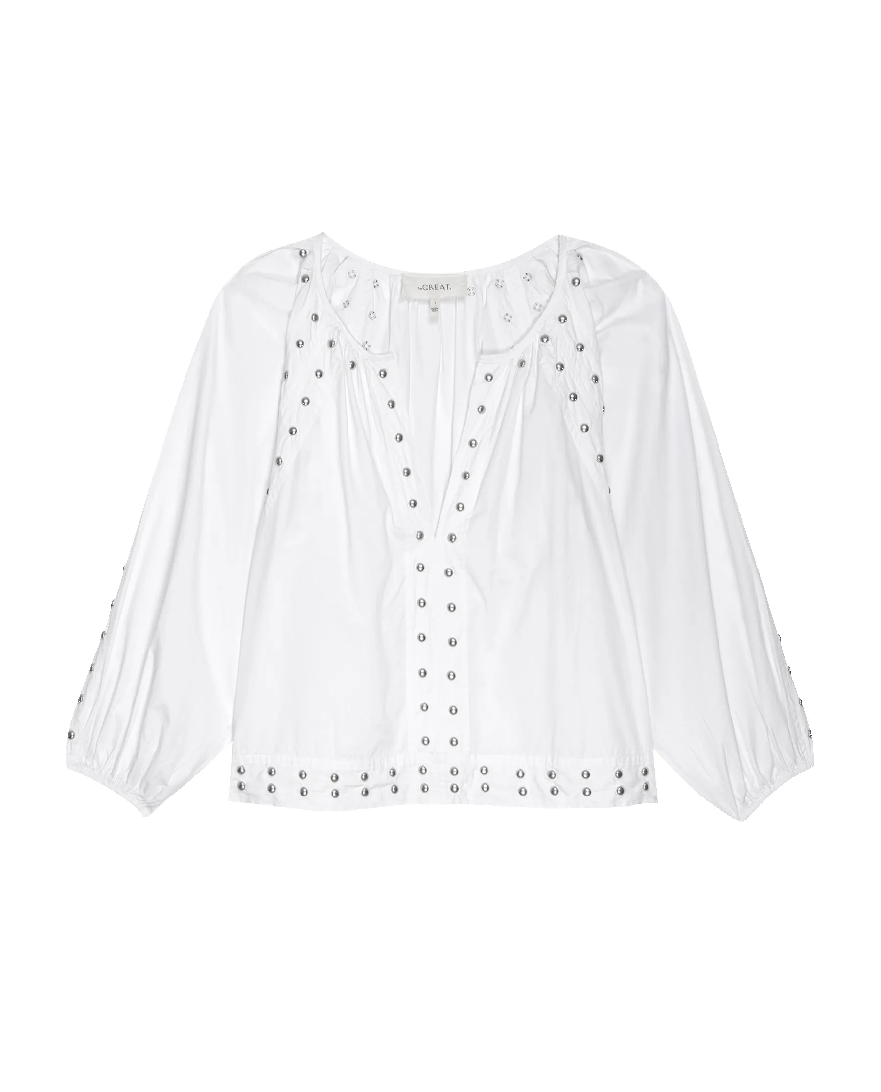 The Bodega Top with Studs. -- White sold by THE GREAT. product image thumbnail 5