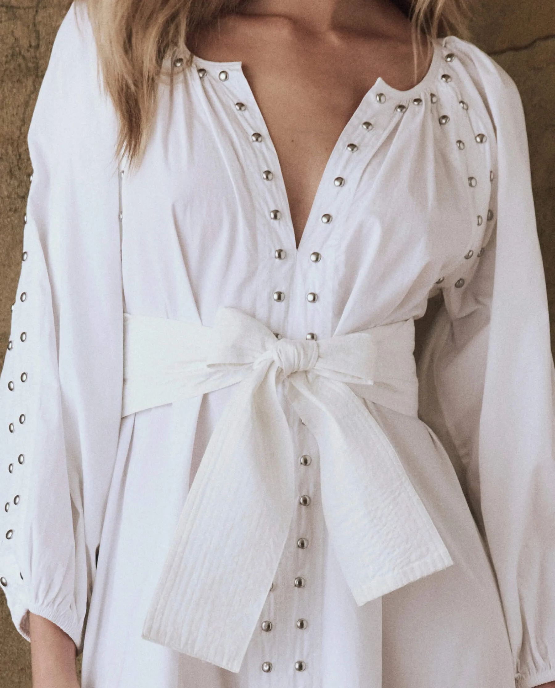 The Bodega Dress with Studs. -- White sold by THE GREAT. product image thumbnail 4