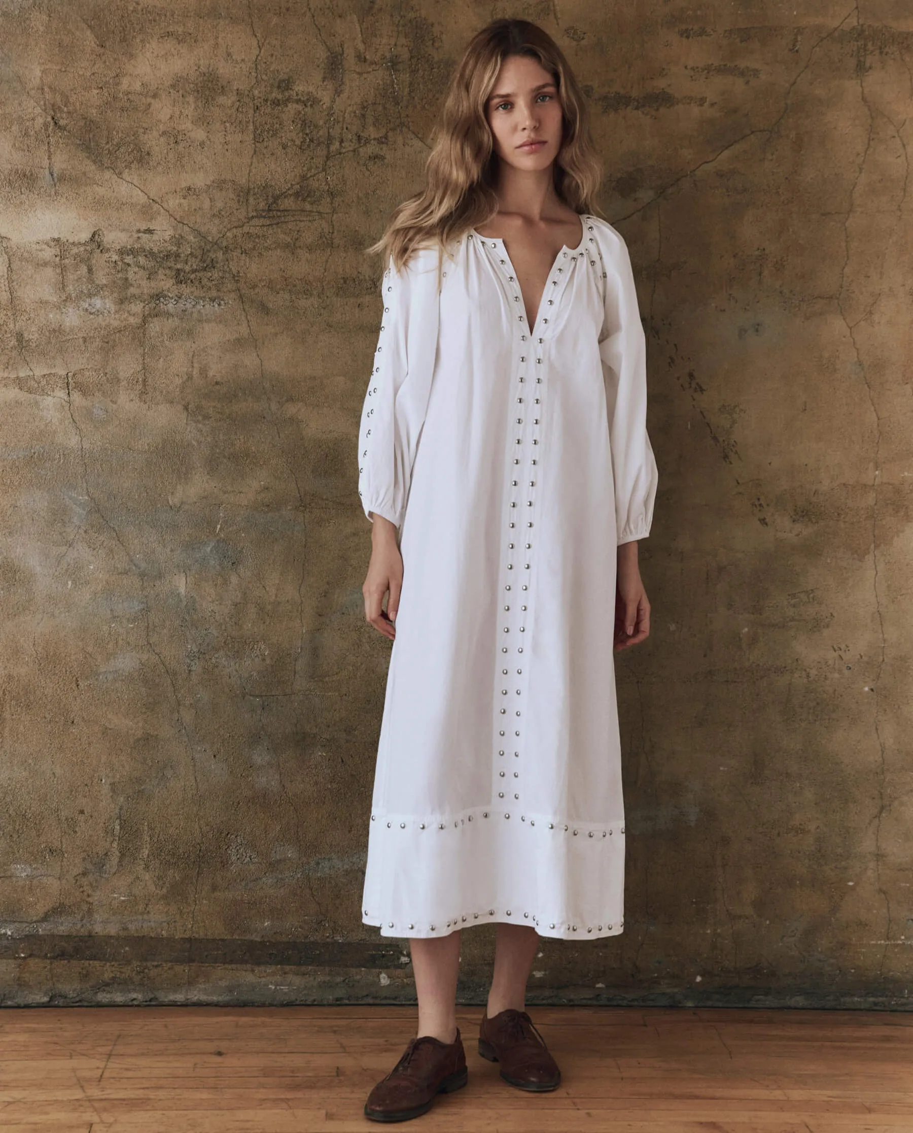 The Bodega Dress with Studs. -- White sold by THE GREAT. product image thumbnail 5