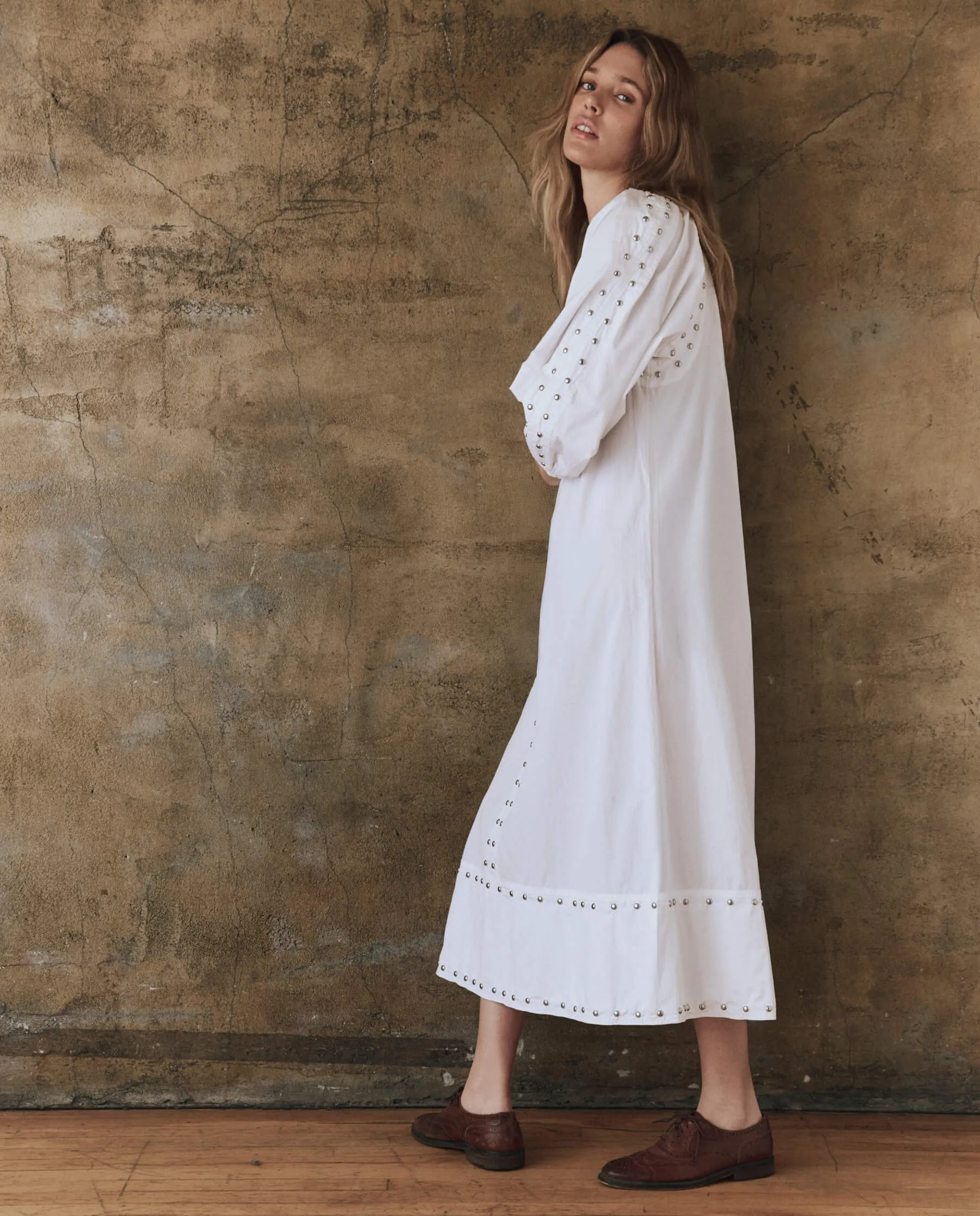 The Bodega Dress with Studs. -- White sold by THE GREAT. product image thumbnail 3