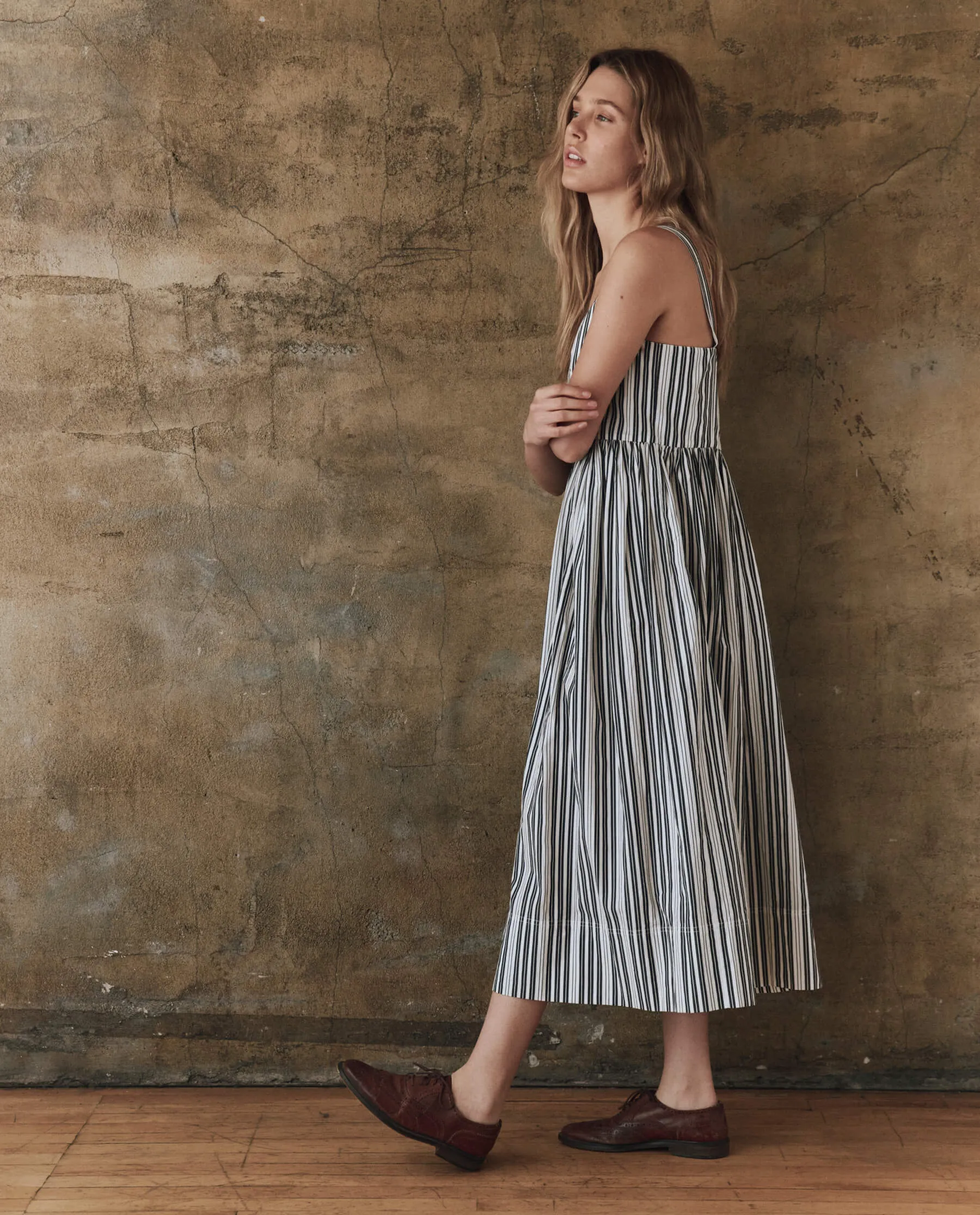 The Reyes Dress. -- Parchment Stripe sold by THE GREAT. product image thumbnail 3