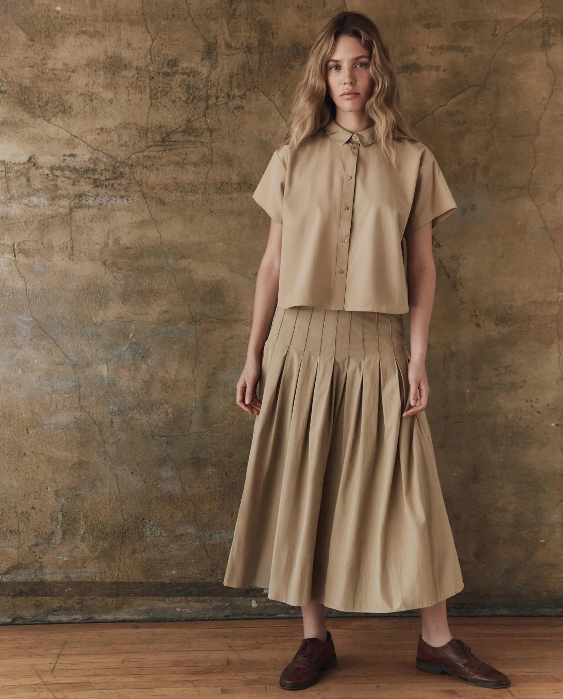 The Rhythm Skirt. -- Khaki sold by THE GREAT. product image thumbnail 4