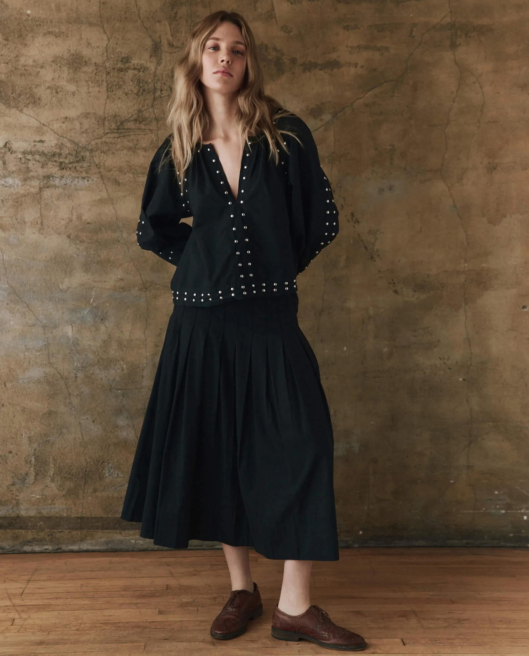 The Bodega Top with Studs. -- Black sold by THE GREAT. product image thumbnail 4