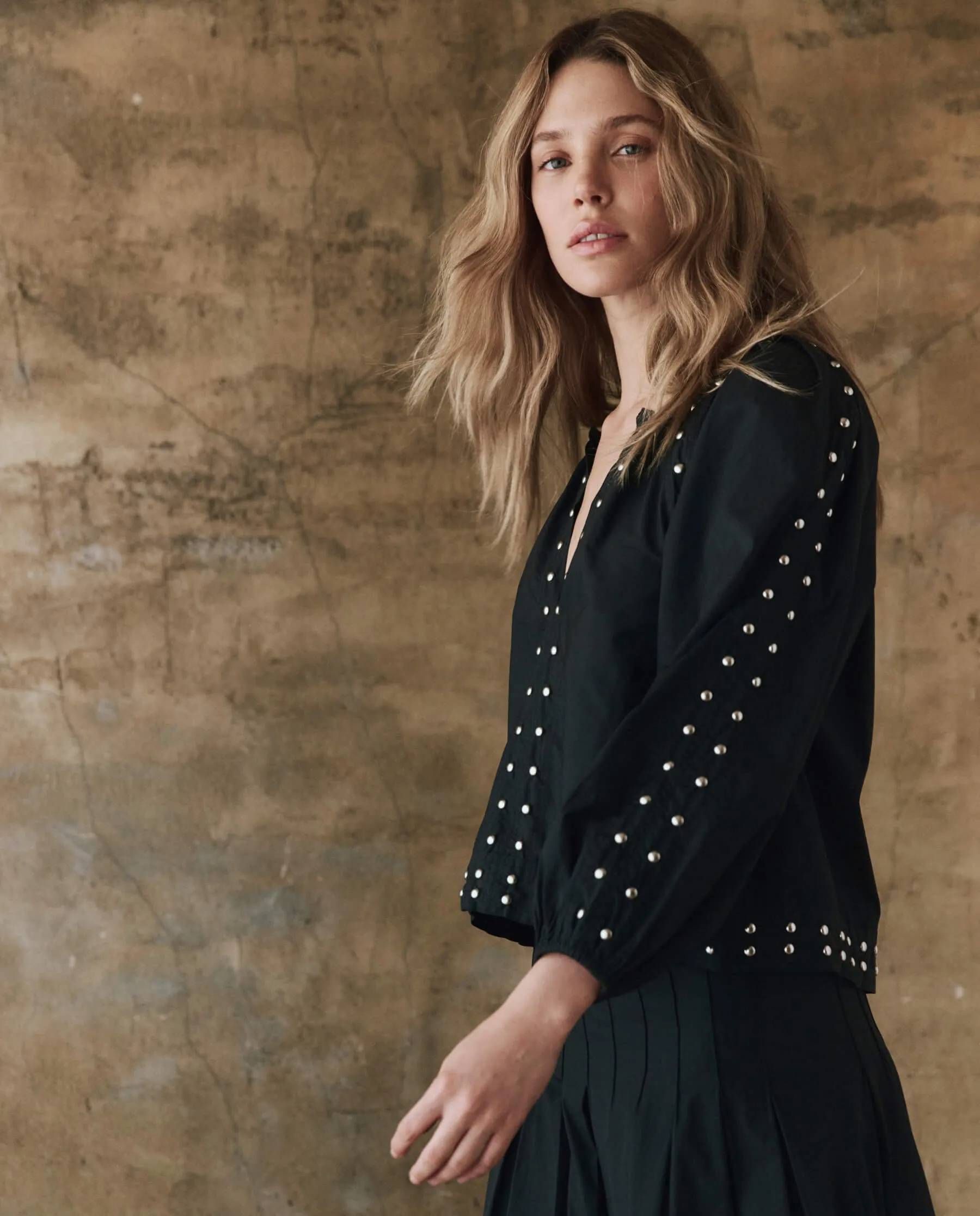 The Bodega Top with Studs. -- Black sold by THE GREAT. product image thumbnail 3