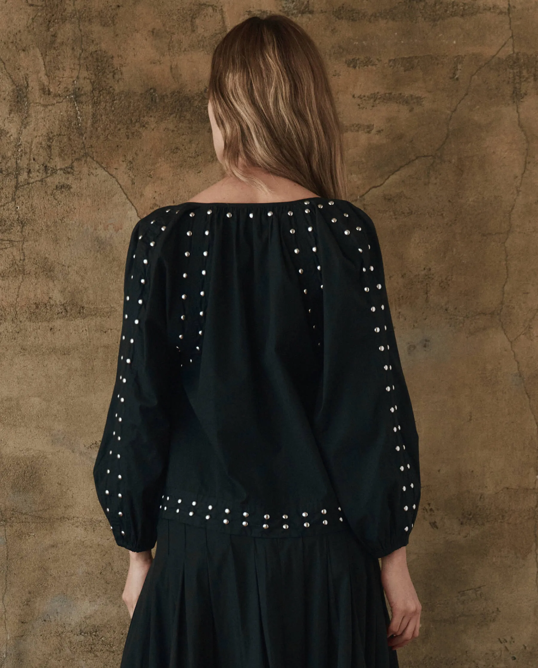 The Bodega Top with Studs. -- Black sold by THE GREAT. product image thumbnail 2