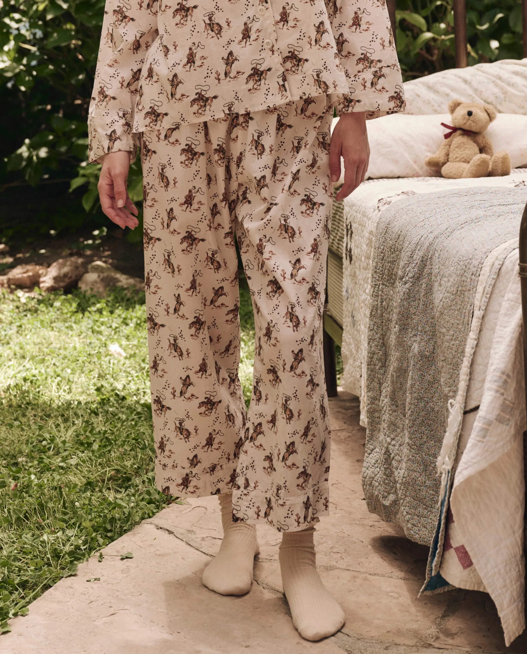 The Easy Sleep Pant. -- Cream Cowboy sold by THE GREAT.