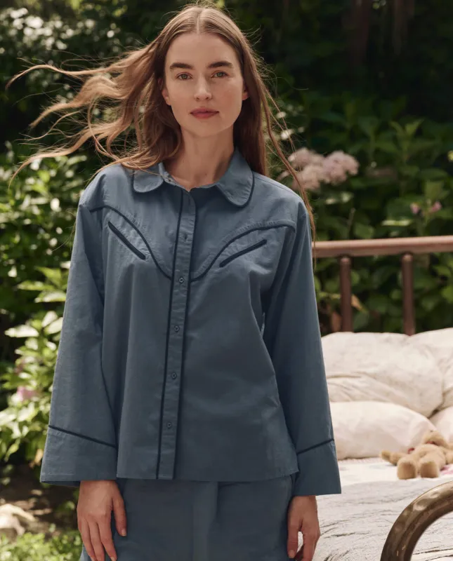 The Western Pajama Shirt. -- Blue Dusk sold by THE GREAT.