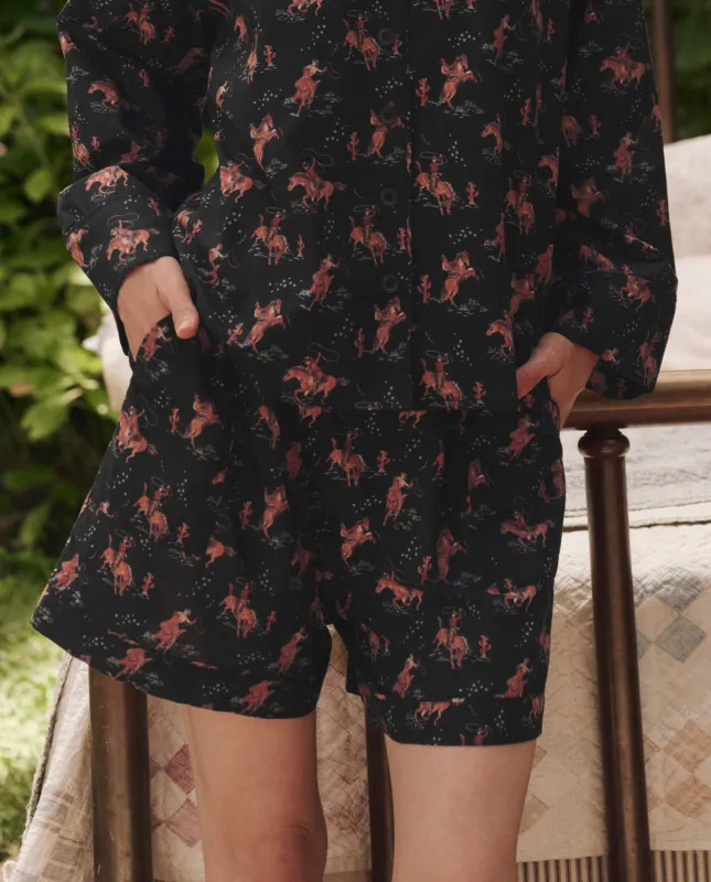 The Square Pajama Short. -- Navy Cowboy sold by THE GREAT.