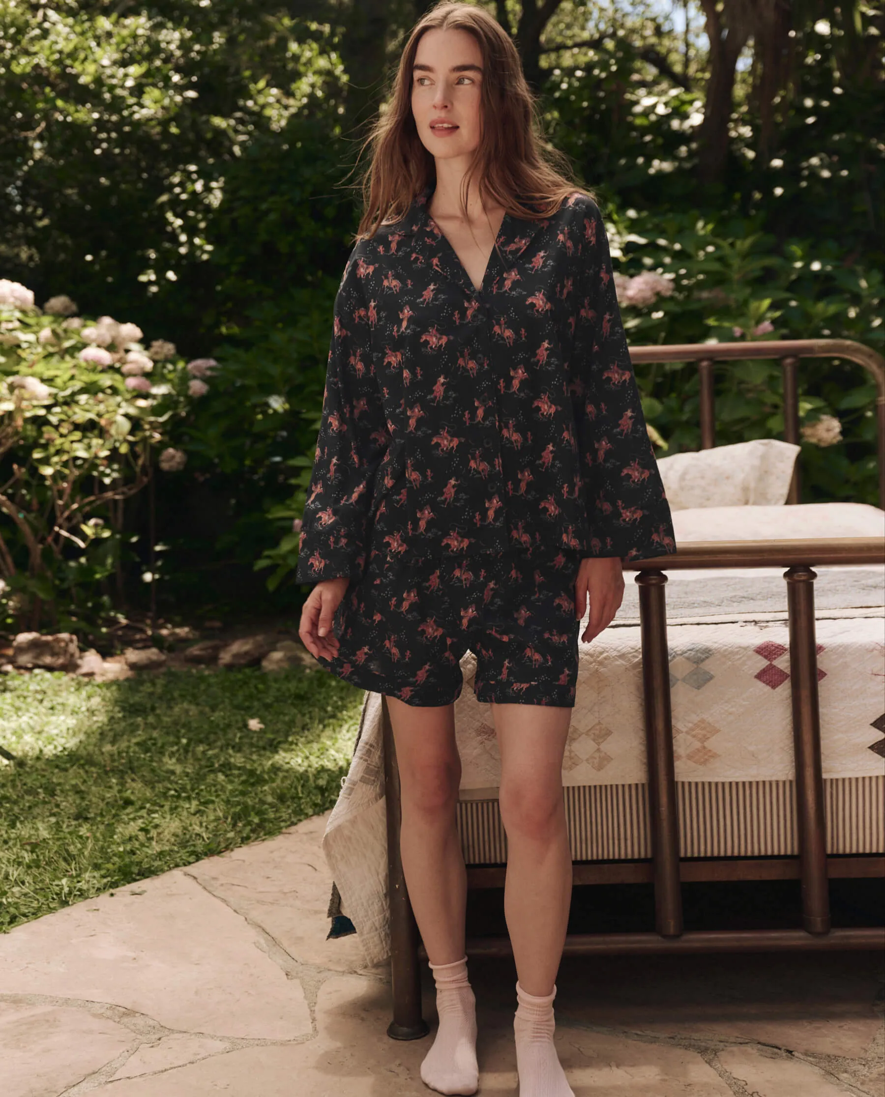 The Square Pajama Short. -- Navy Cowboy sold by THE GREAT. product image thumbnail 4