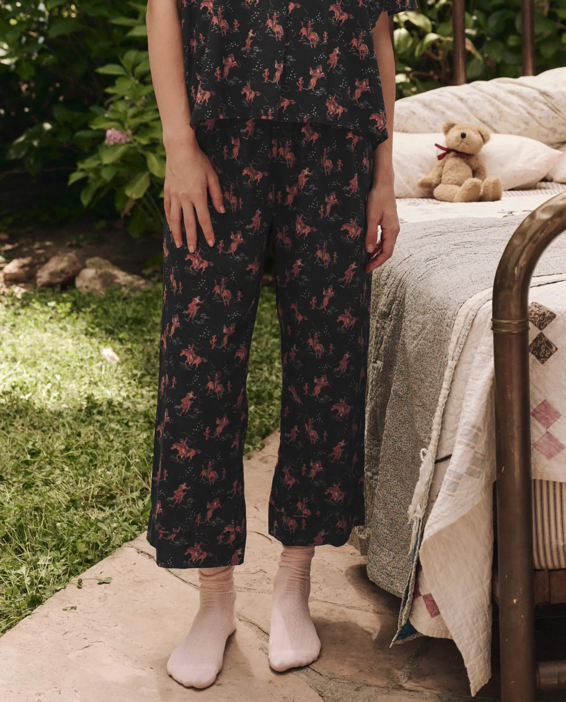 The Easy Sleep Pant. -- Navy Cowboy sold by THE GREAT.