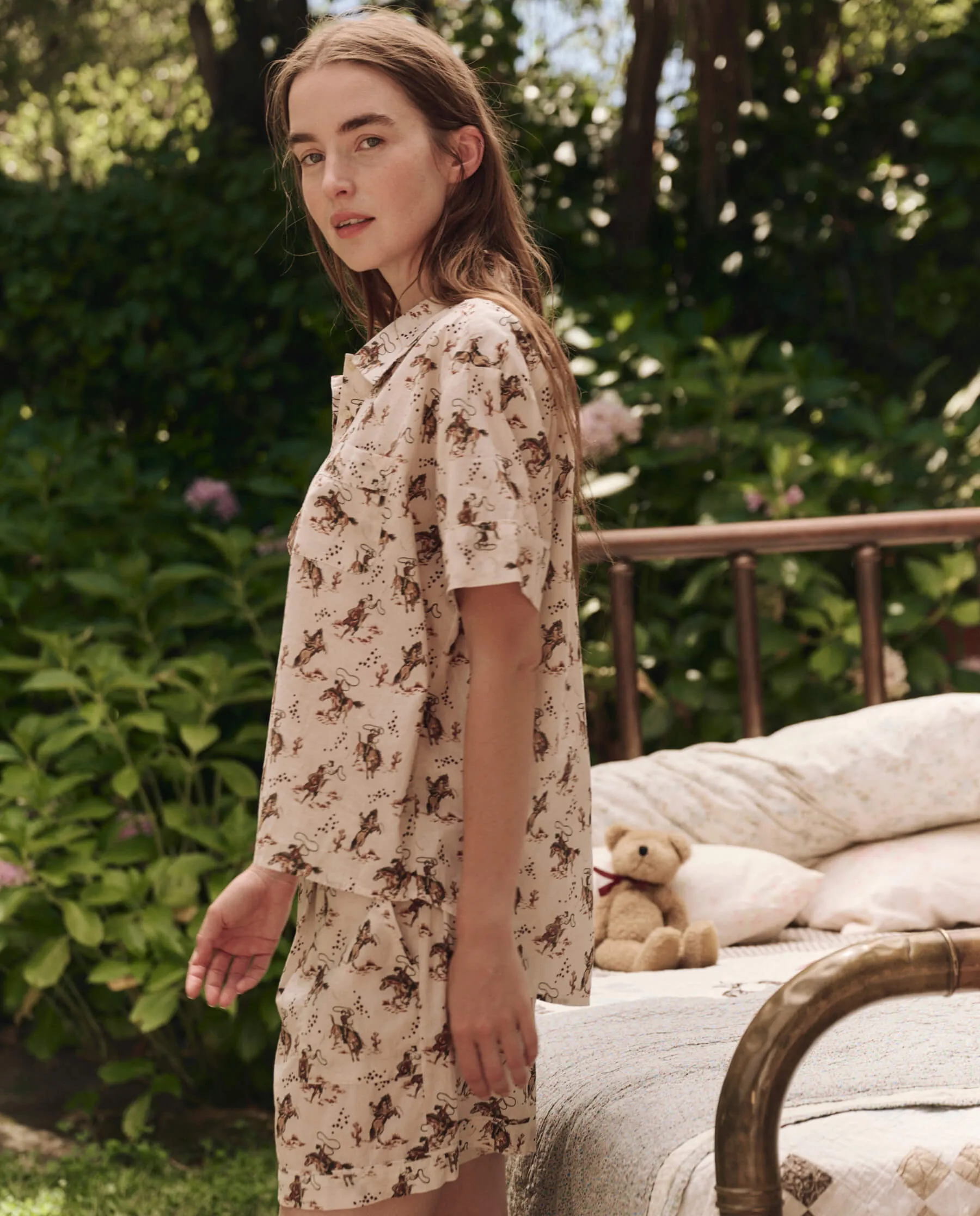 The Short Sleeve Pajama Shirt. -- Cream Cowboy sold by THE GREAT. product image thumbnail 3