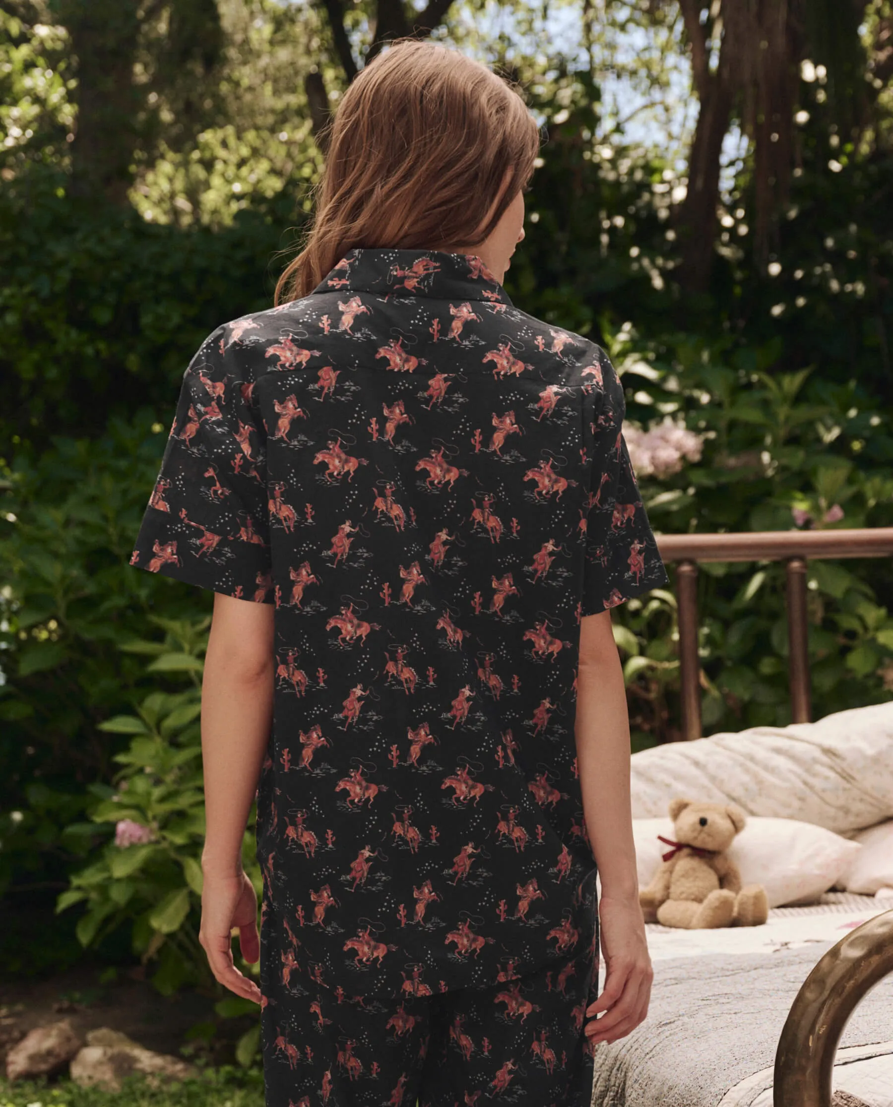 The Short Sleeve Pajama Shirt. -- Navy Cowboy sold by THE GREAT. product image thumbnail 2