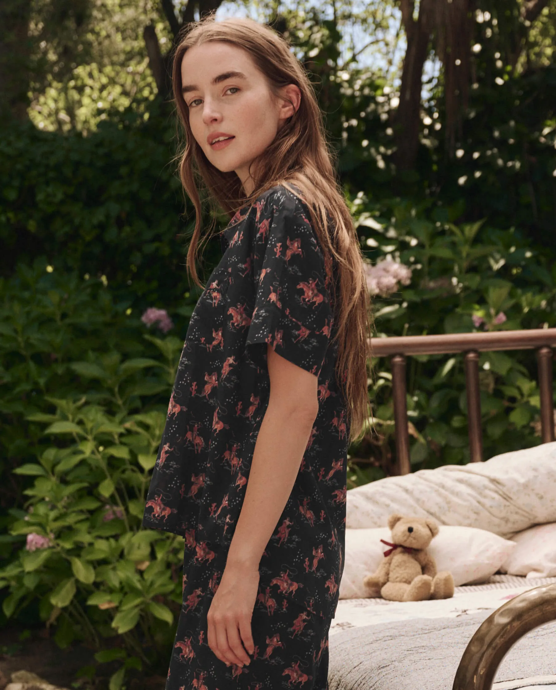 The Short Sleeve Pajama Shirt. -- Navy Cowboy sold by THE GREAT. product image thumbnail 3